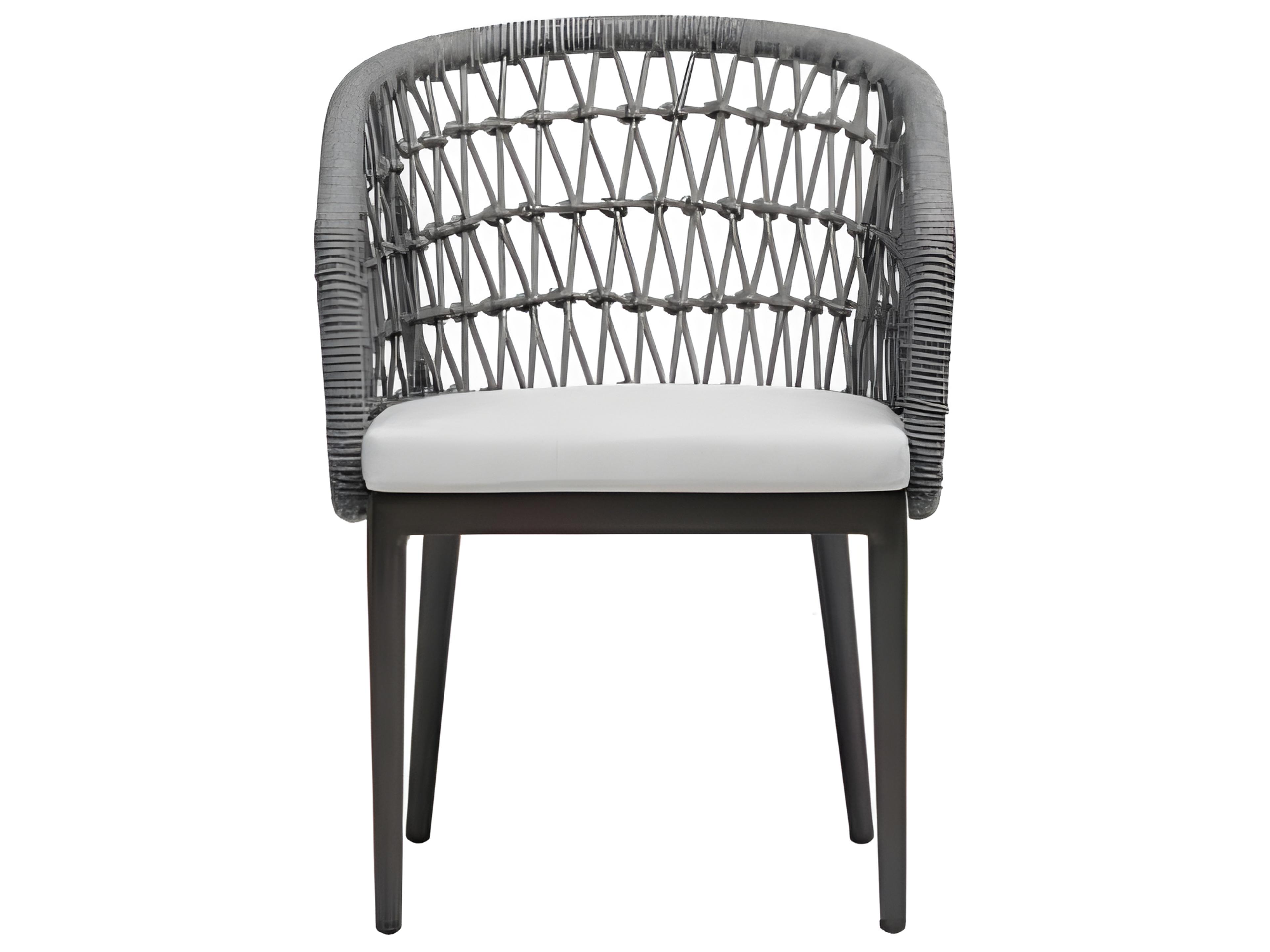 Ratana Poinciana Silver Ash Grey Aluminum Cushion Dining Chair