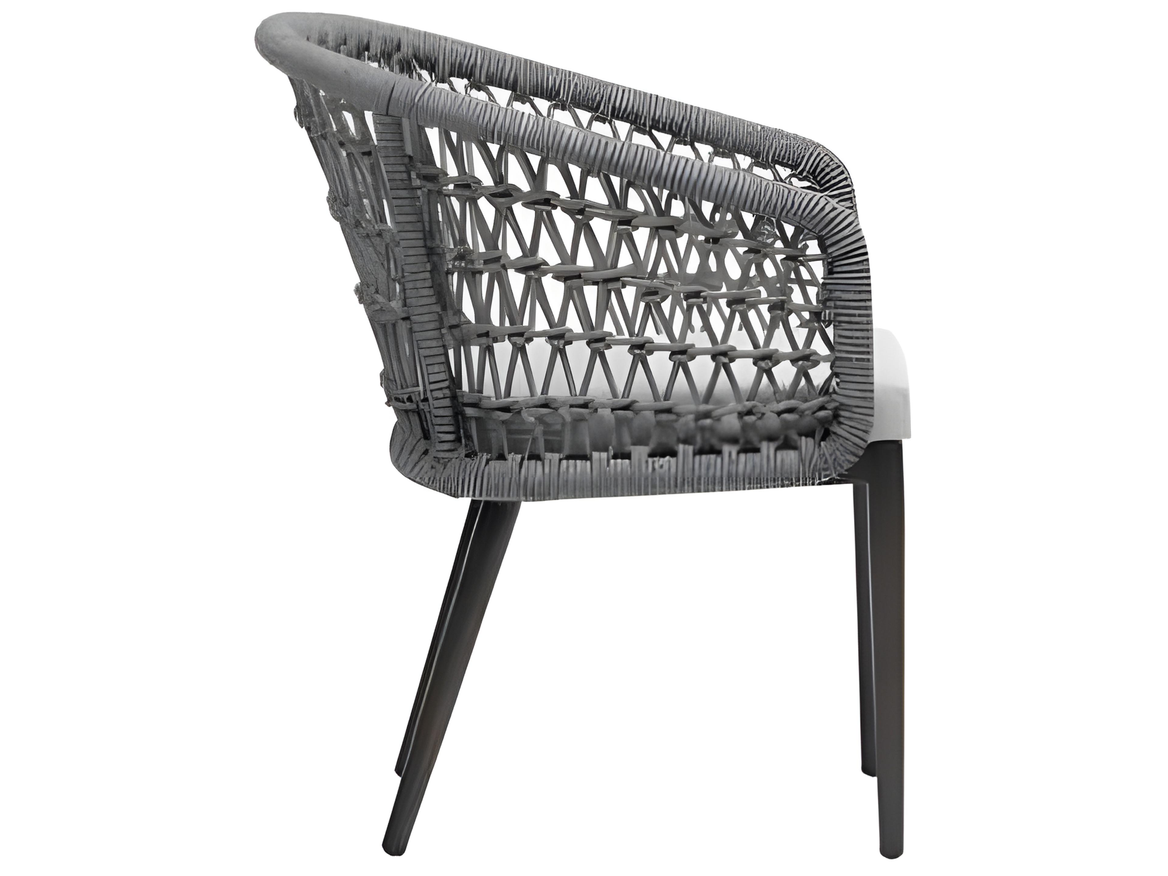 Ratana Poinciana Silver Ash Grey Aluminum Cushion Dining Chair