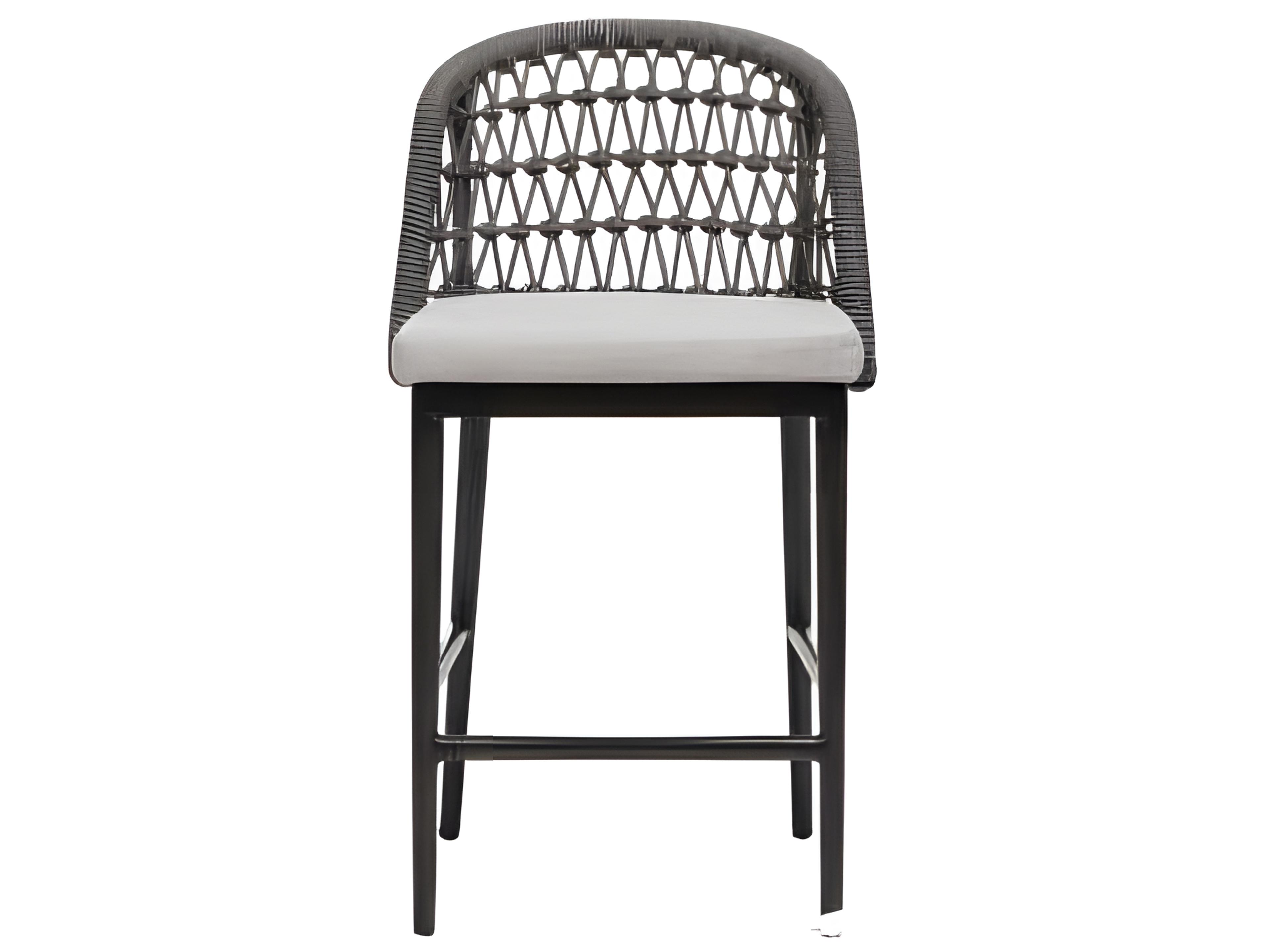 Ratana Poinciana Silver Ash Grey Aluminum Cushion Counter Stool