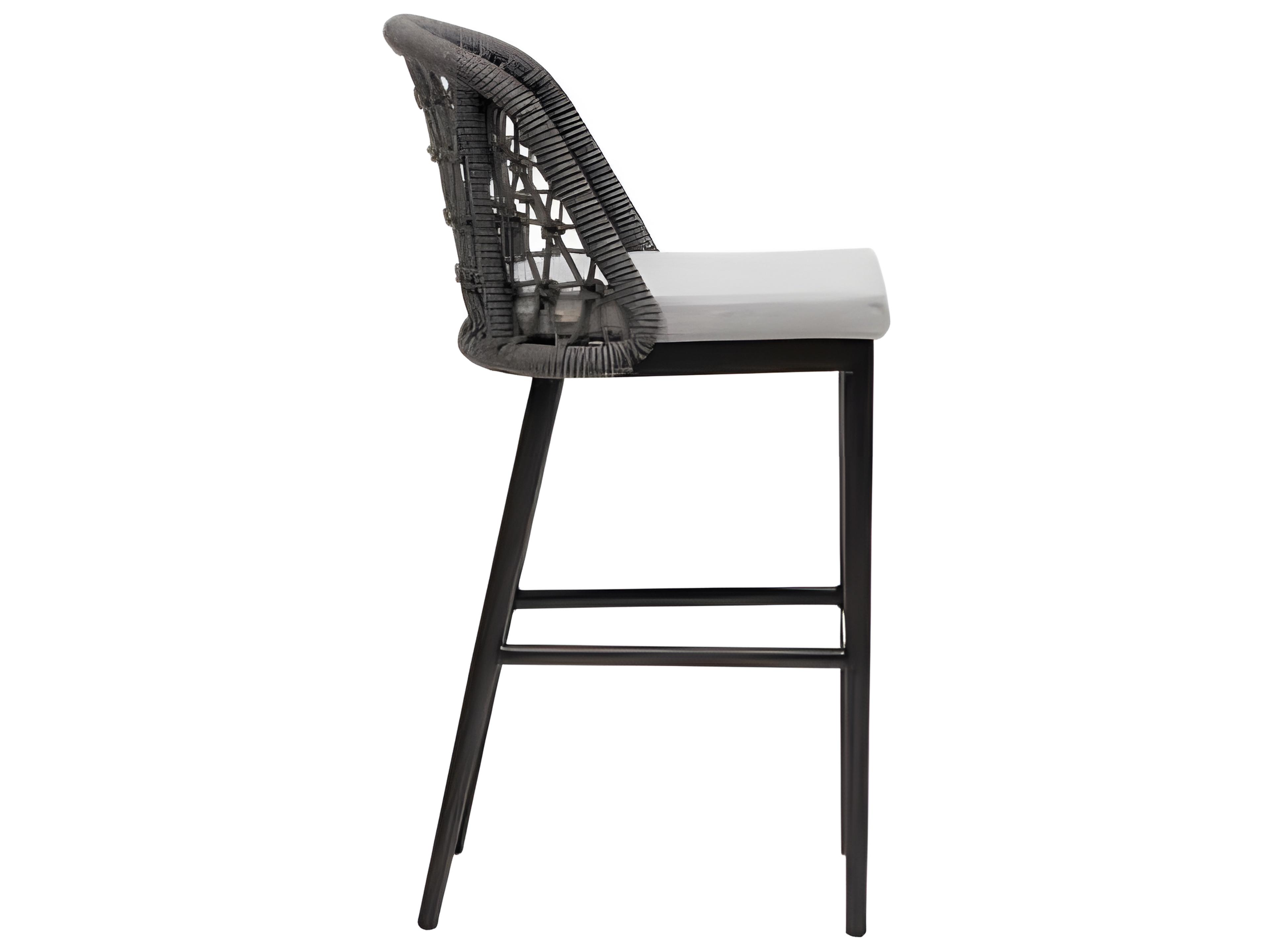 Ratana Poinciana Silver Ash Grey Aluminum Cushion Bar Stool