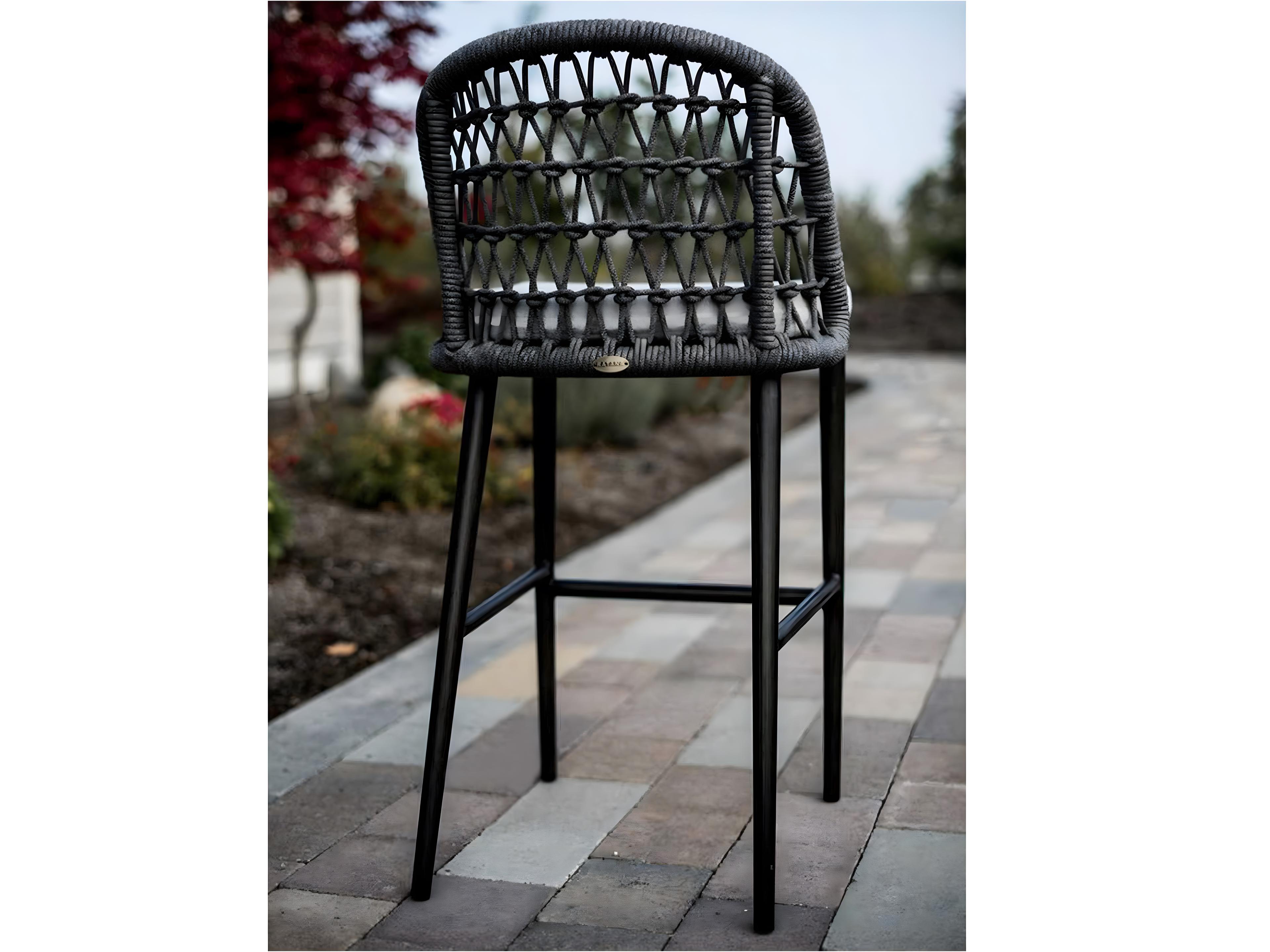 Ratana Poinciana Silver Ash Grey Aluminum Cushion Bar Stool