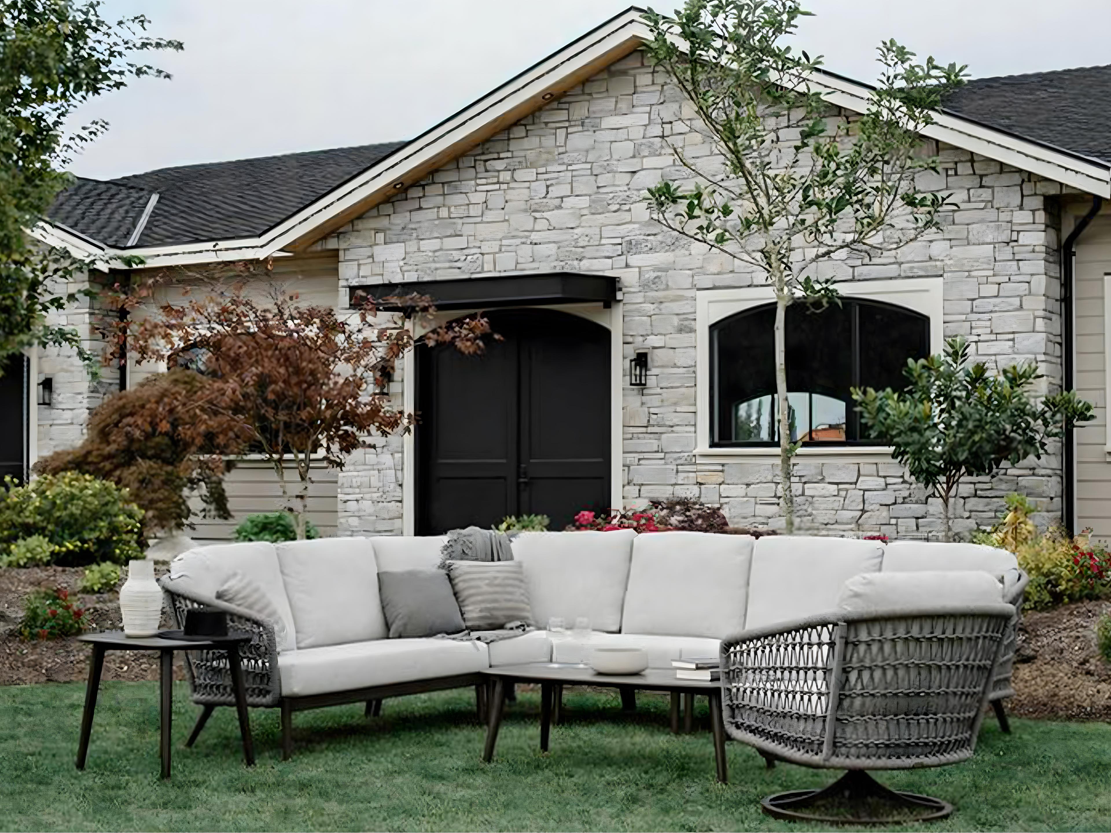 Ratana Poinciana Silver Ash Grey Aluminum Cushion Loveseat