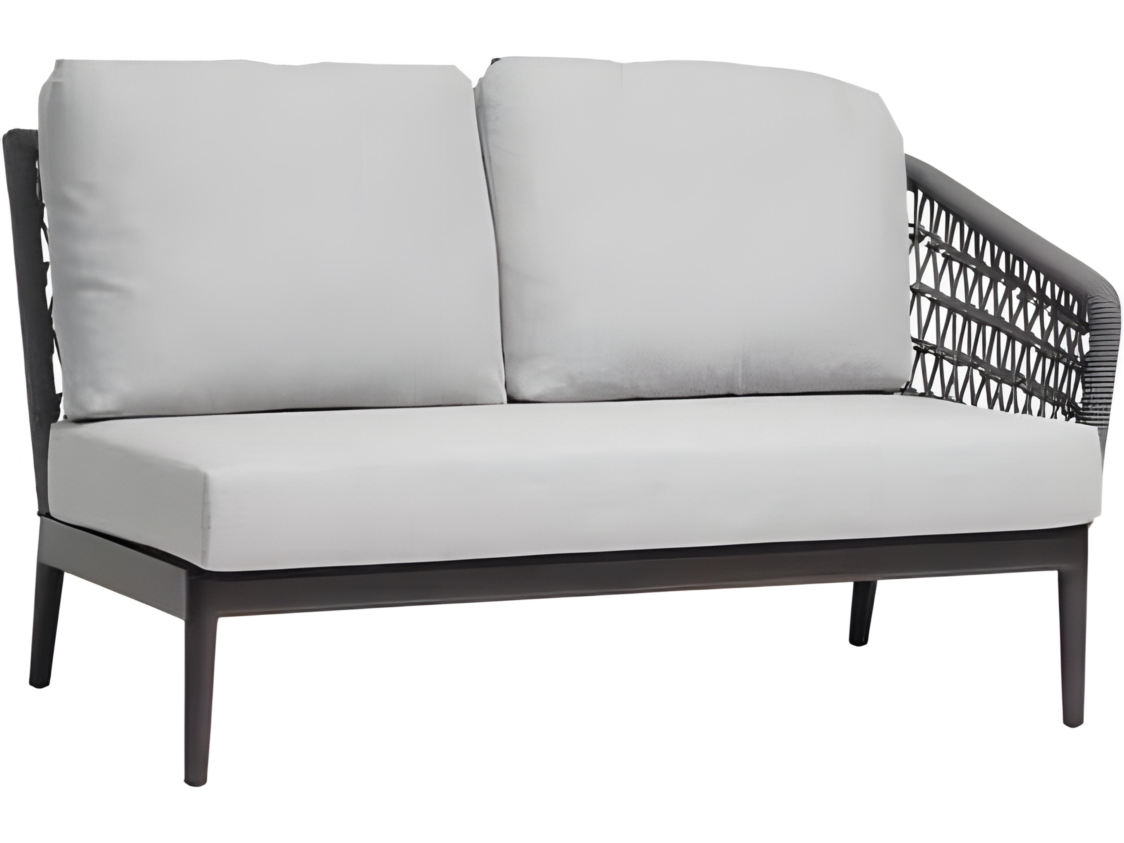 Poinciana Silver Ash Grey Aluminum Cushion Loveseat