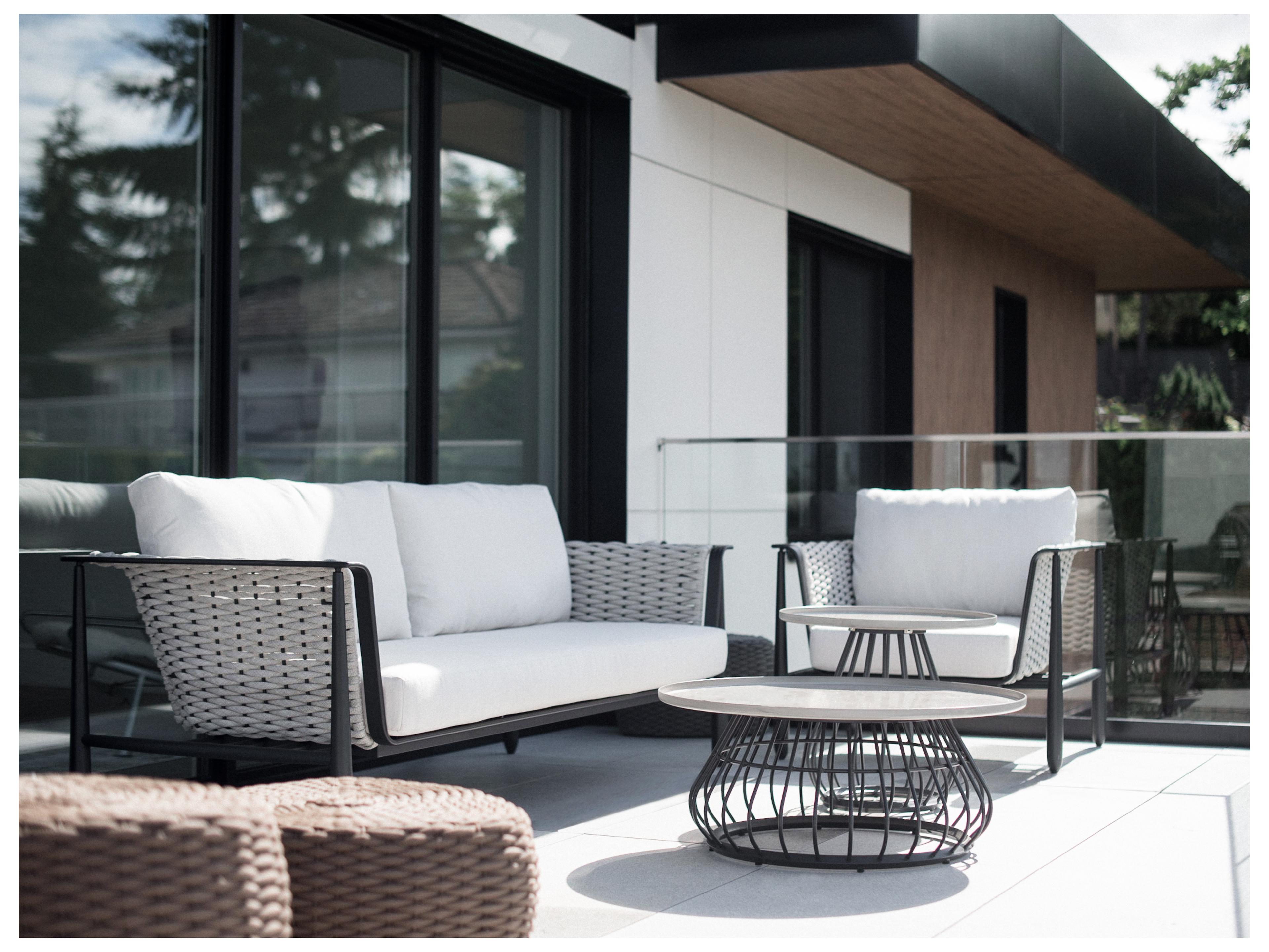 Ratana Diva Silver Graphite Aluminum Cushion Sofa