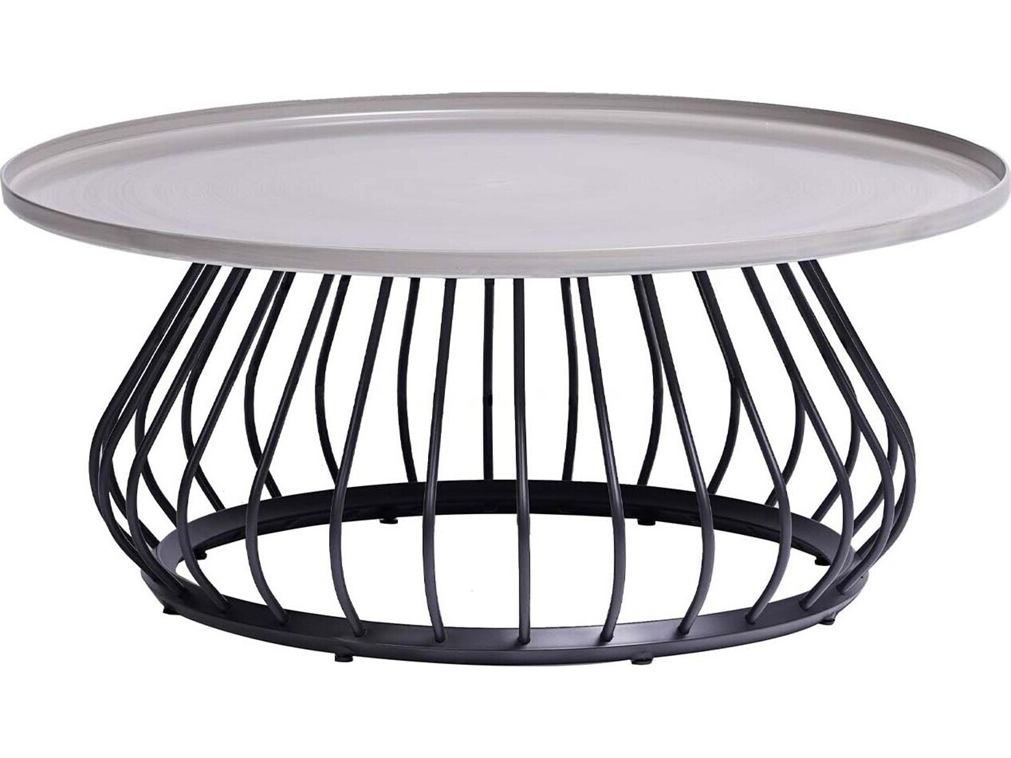 Diva Silver Graphite Base Aluminum Round Coffee Table