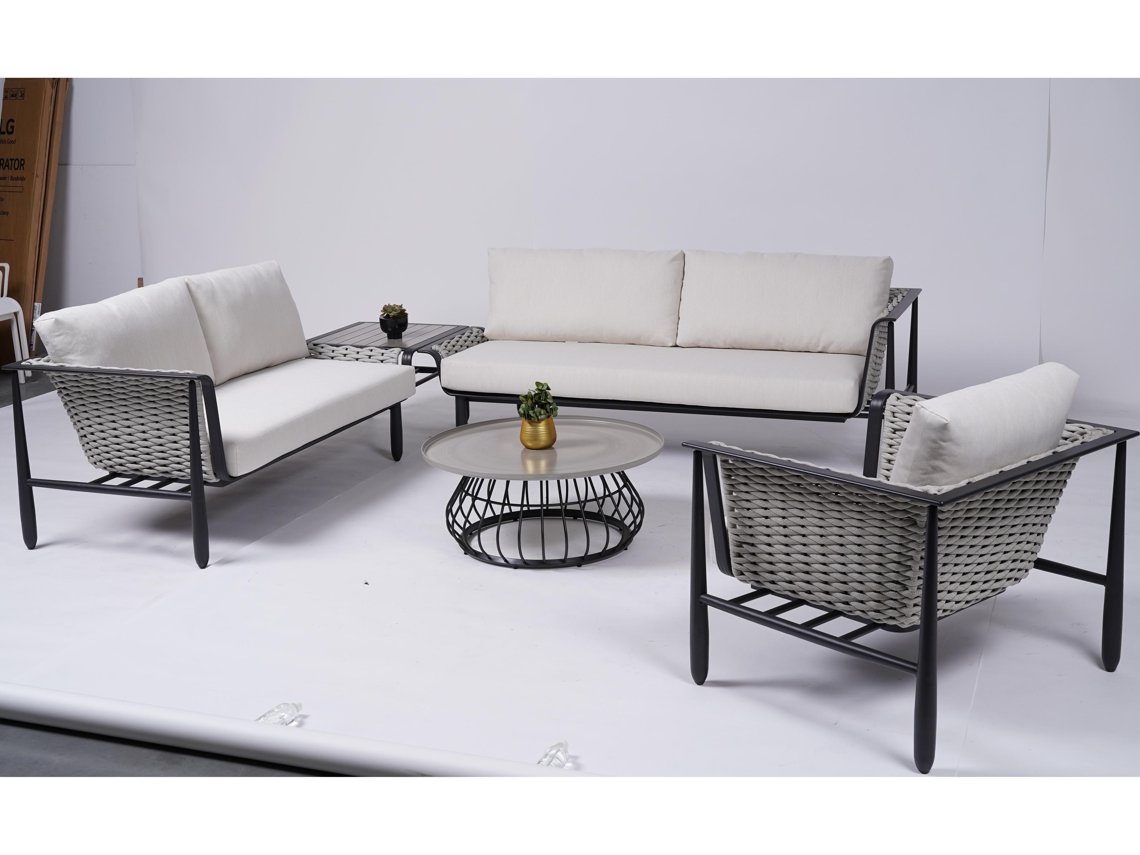 Ratana Diva Silver Graphite Base Aluminum Round Coffee Table