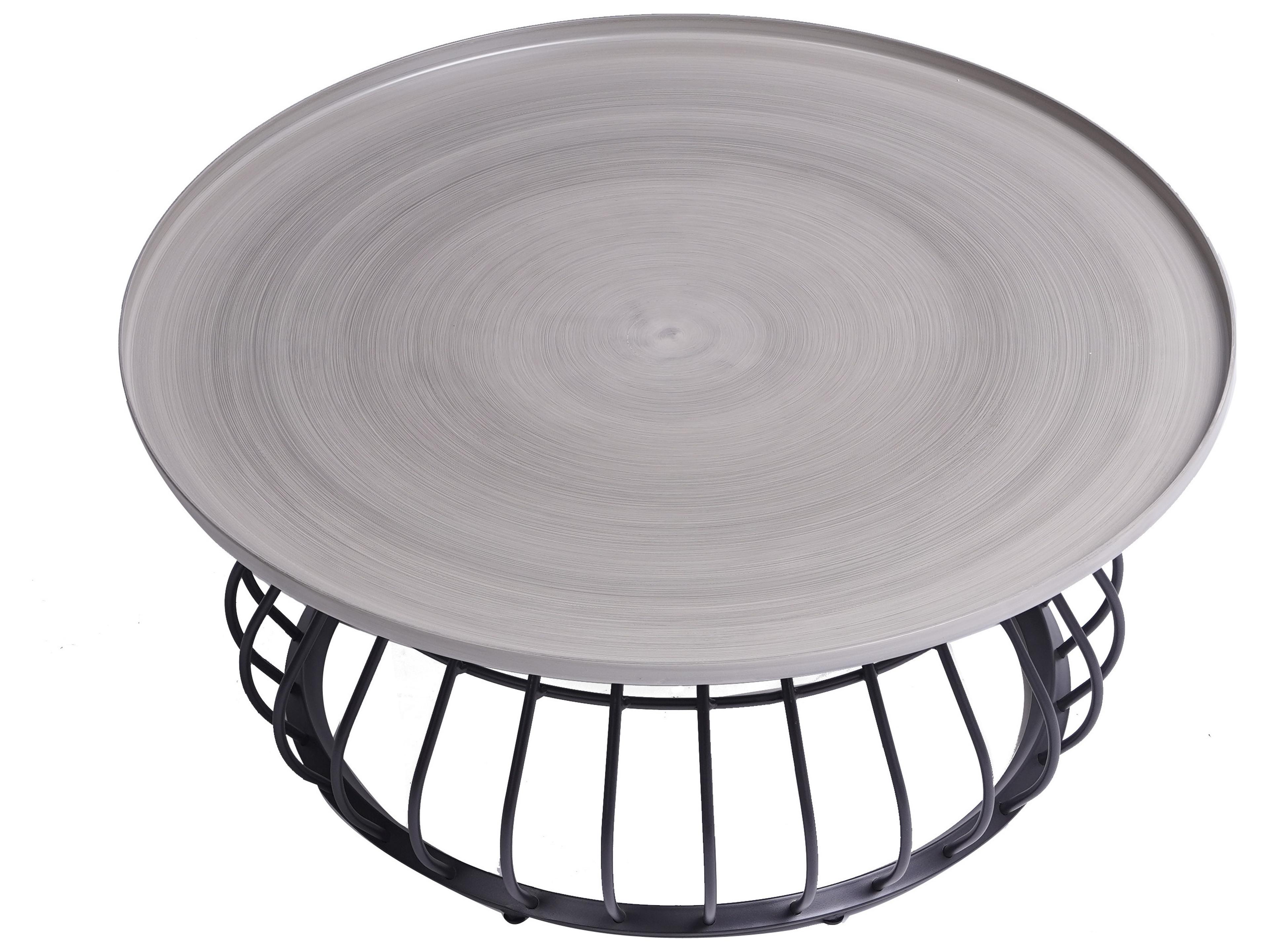 Ratana Diva Silver Graphite Base Aluminum Round Coffee Table