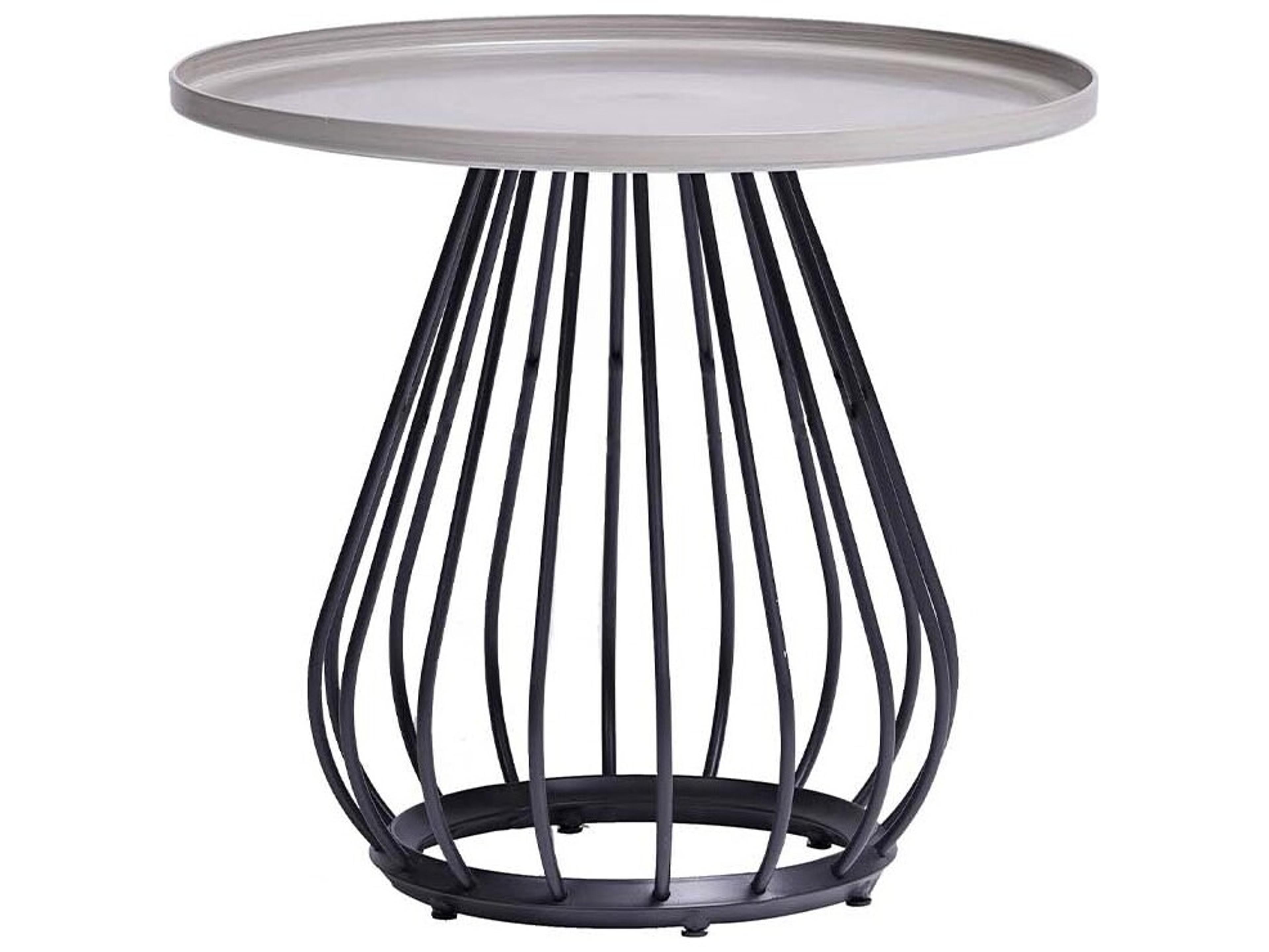 Diva Silver Graphite Base Aluminum Round End Table
