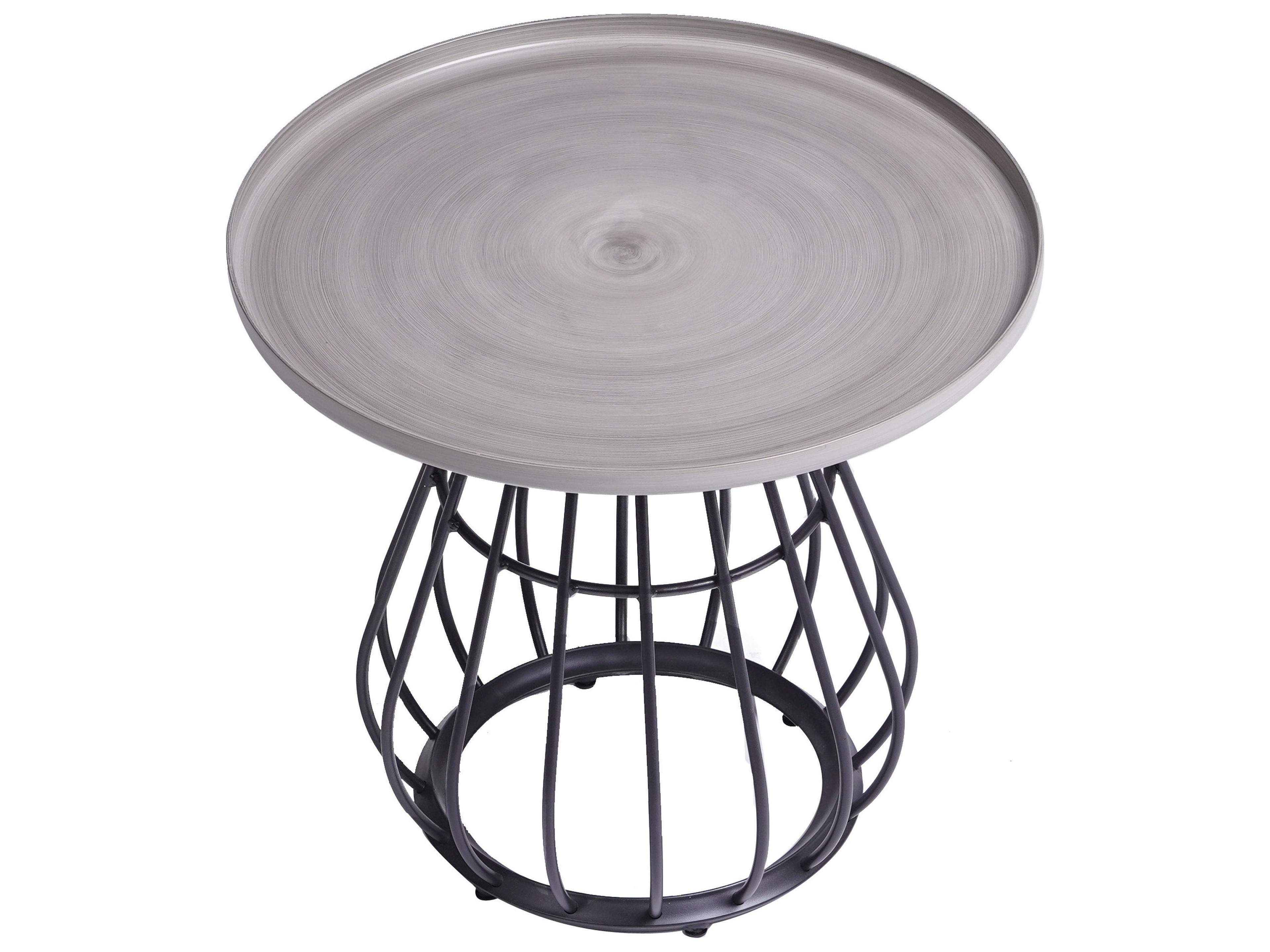 Ratana Diva Silver Graphite Base Aluminum Round End Table