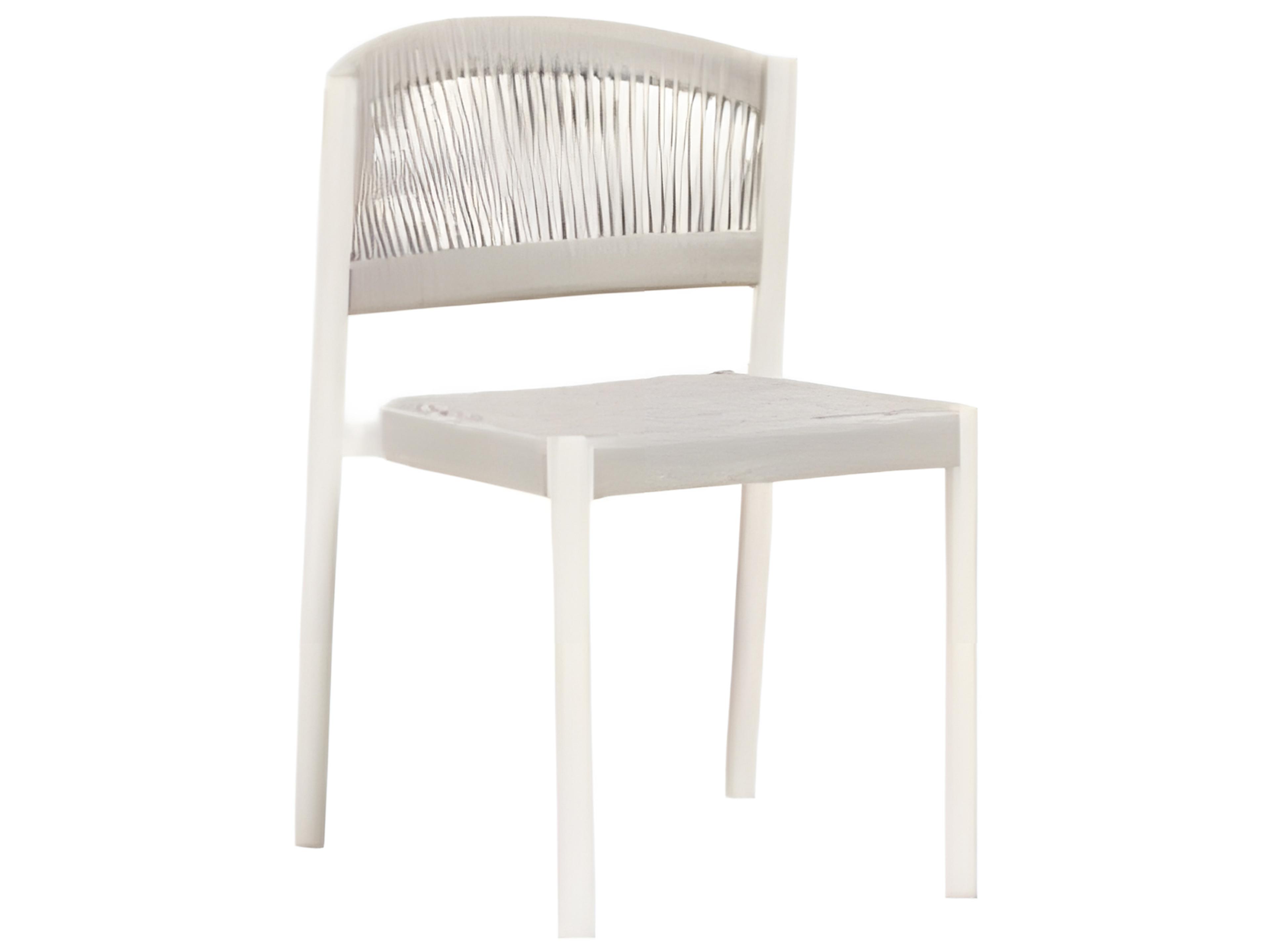 Naples Silver White Aluminum Strap Dining Chair