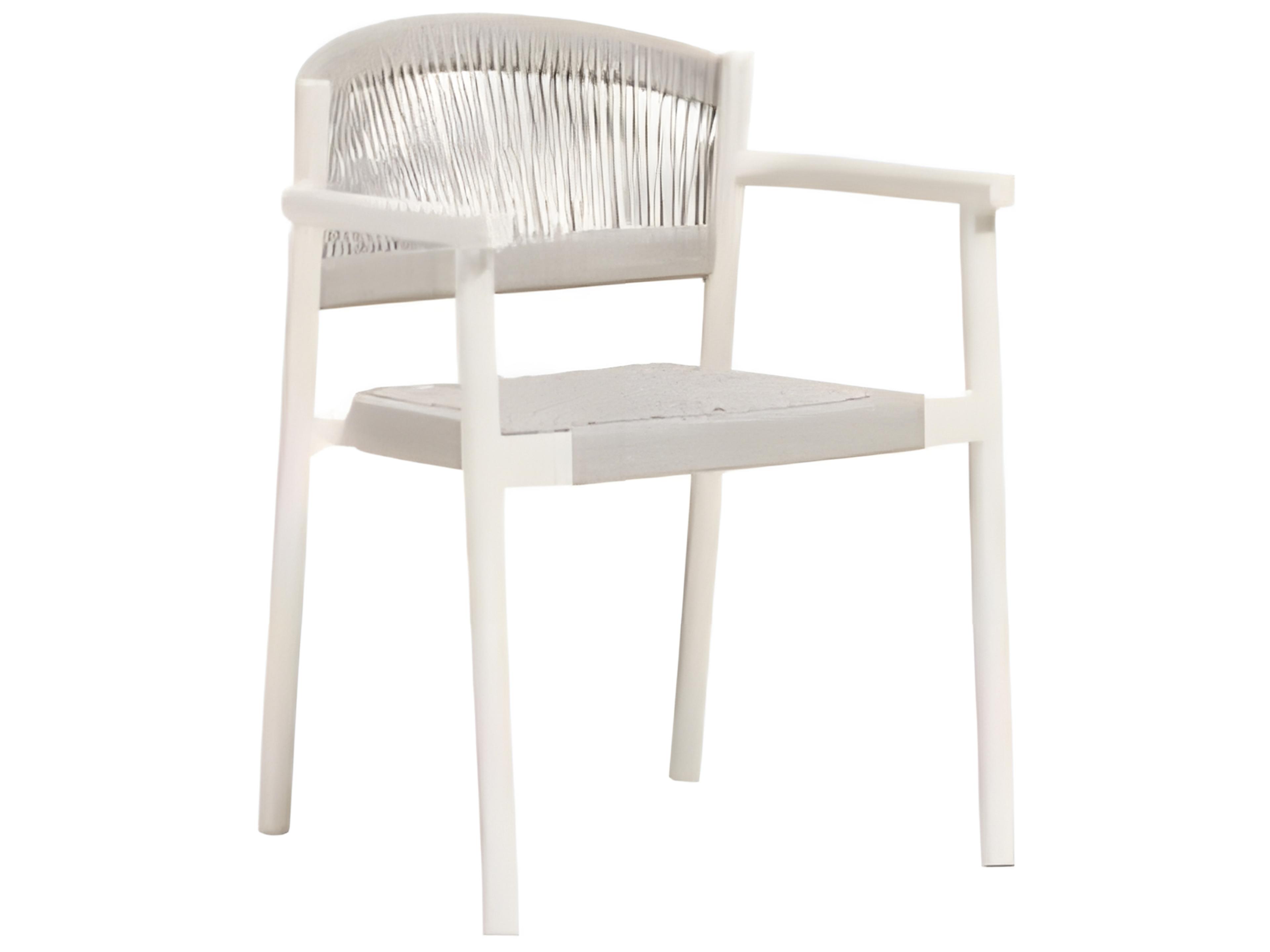 Naples Silver White Aluminum Strap Dining Chair