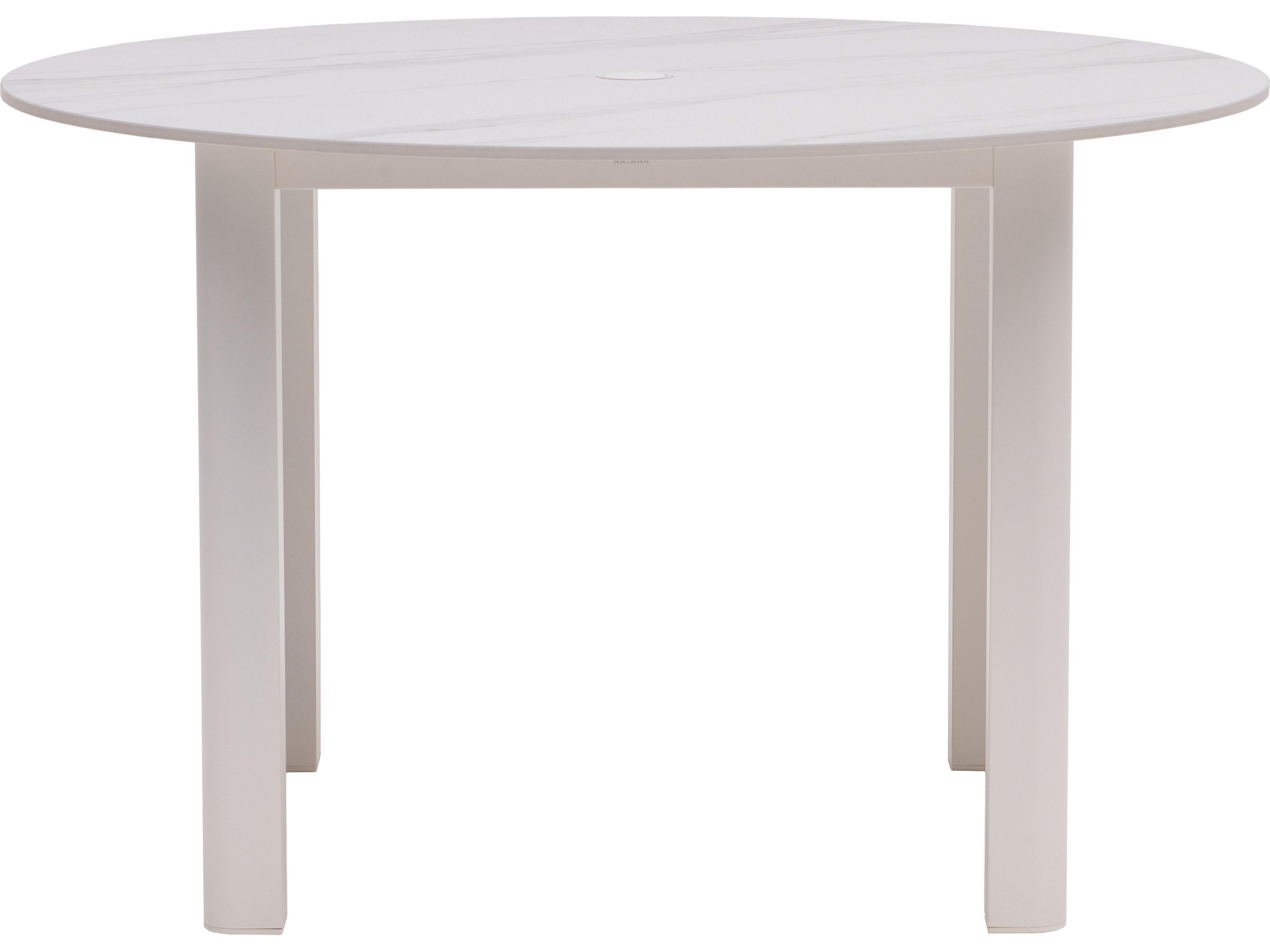 Ratana Hampshire Tables Aluminum Round Umbrella Hole Dining Table