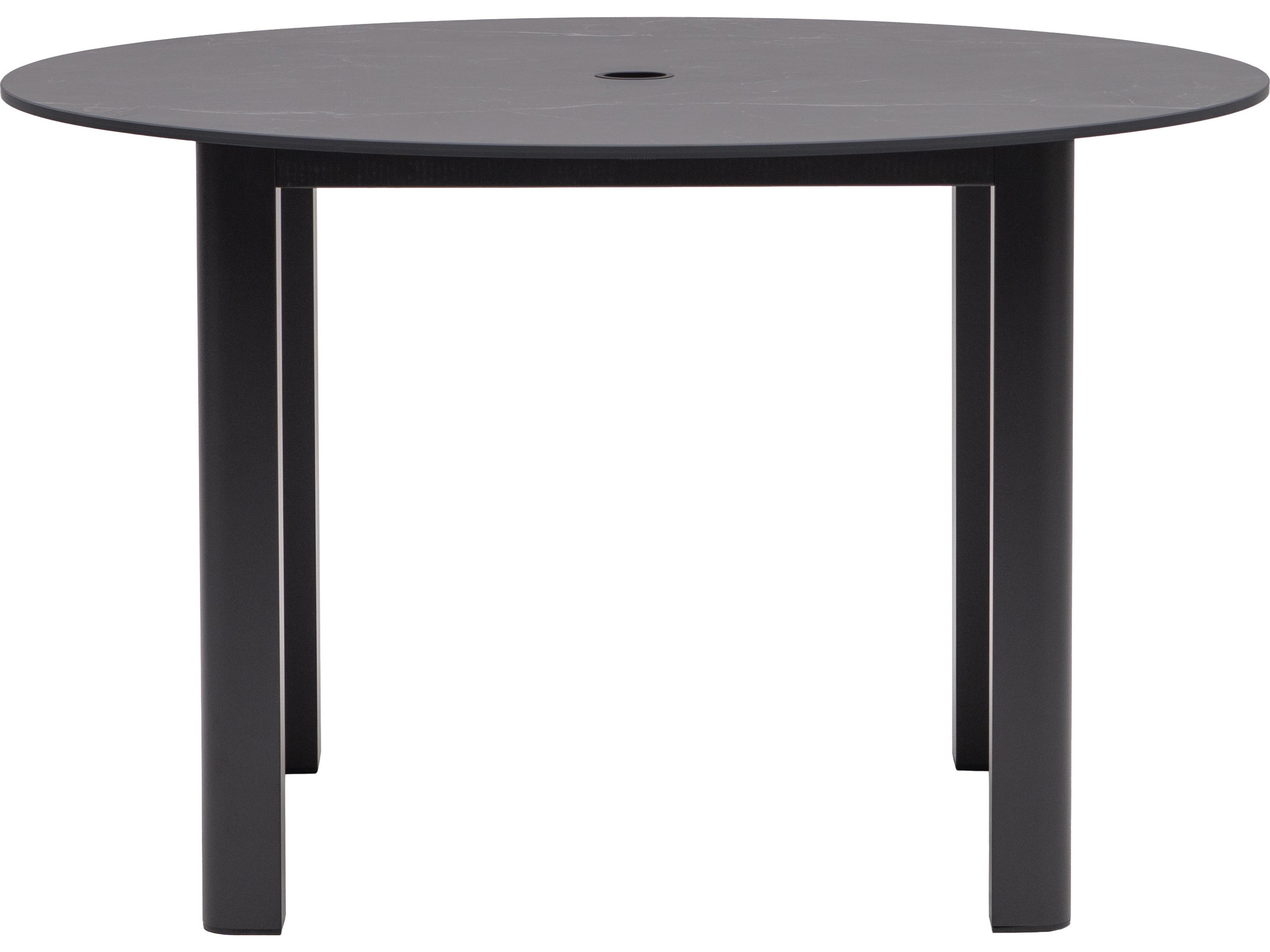 Ratana Hampshire Tables Aluminum Round Umbrella Hole Dining Table