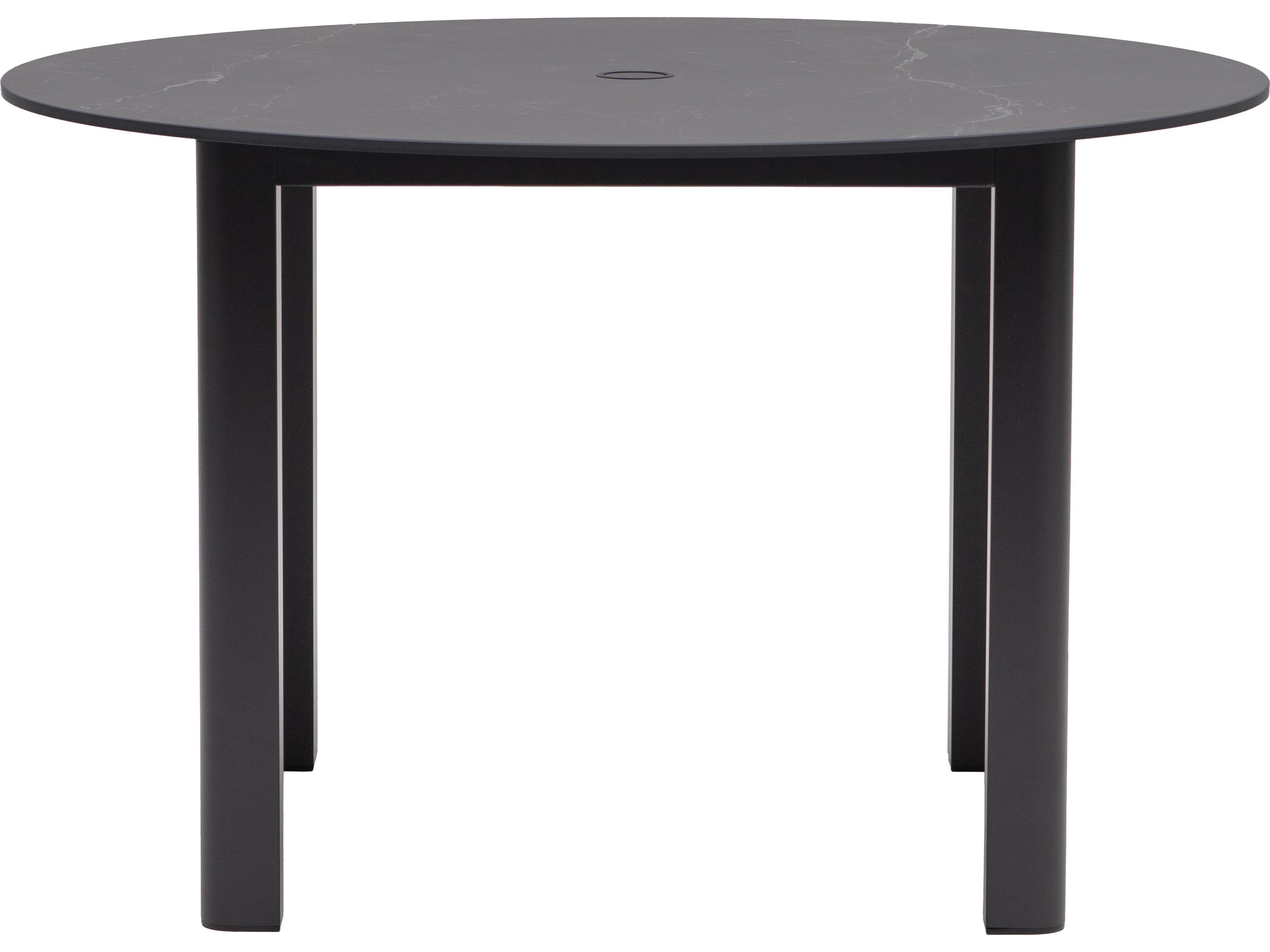 Ratana Hampshire Tables Aluminum Round Umbrella Hole Dining Table
