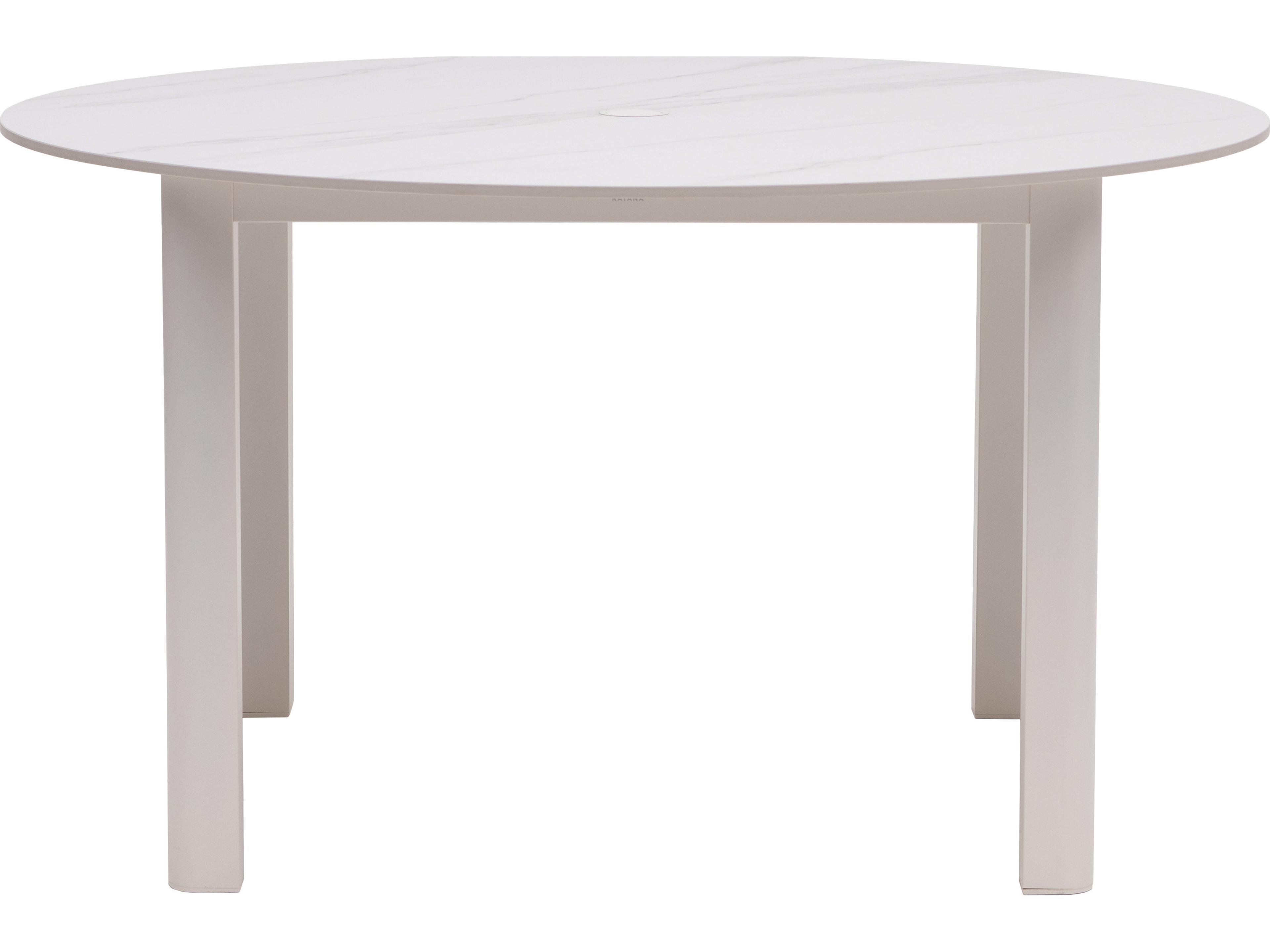 Ratana Hampshire Tables Aluminum Round Umbrella Hole Dining Table