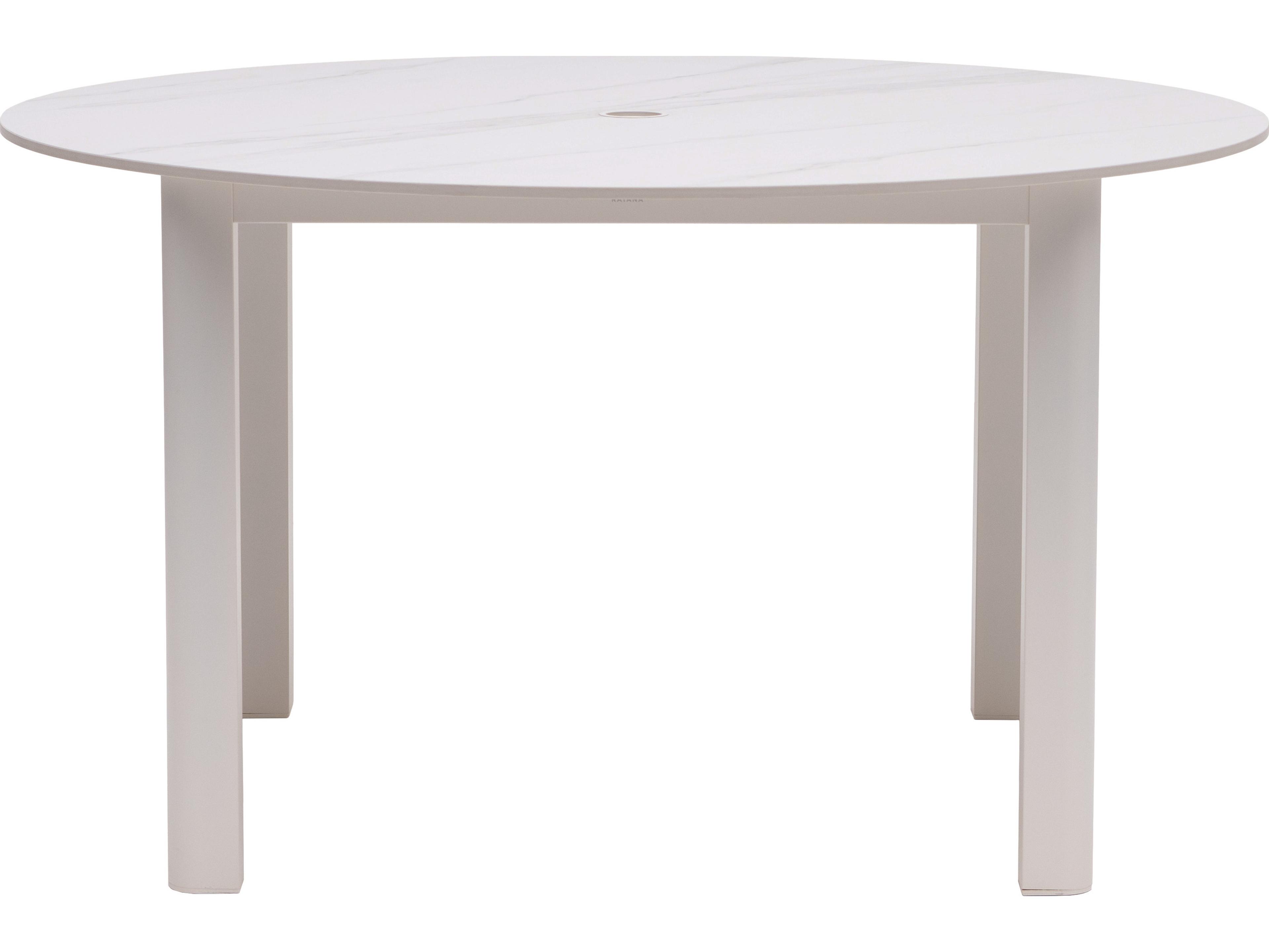 Ratana Hampshire Tables Aluminum Round Umbrella Hole Dining Table