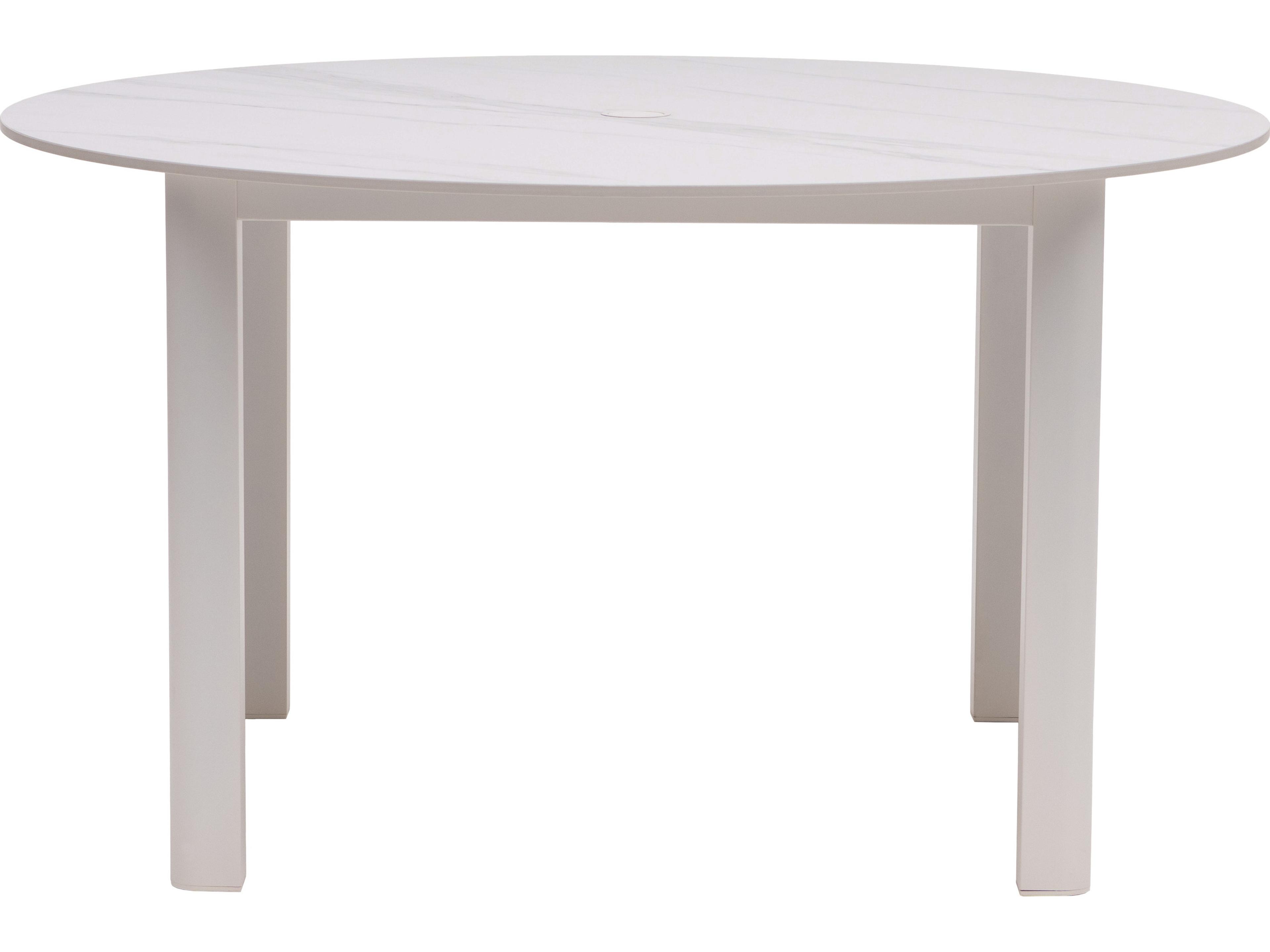 Ratana Hampshire Tables Aluminum Round Umbrella Hole Dining Table