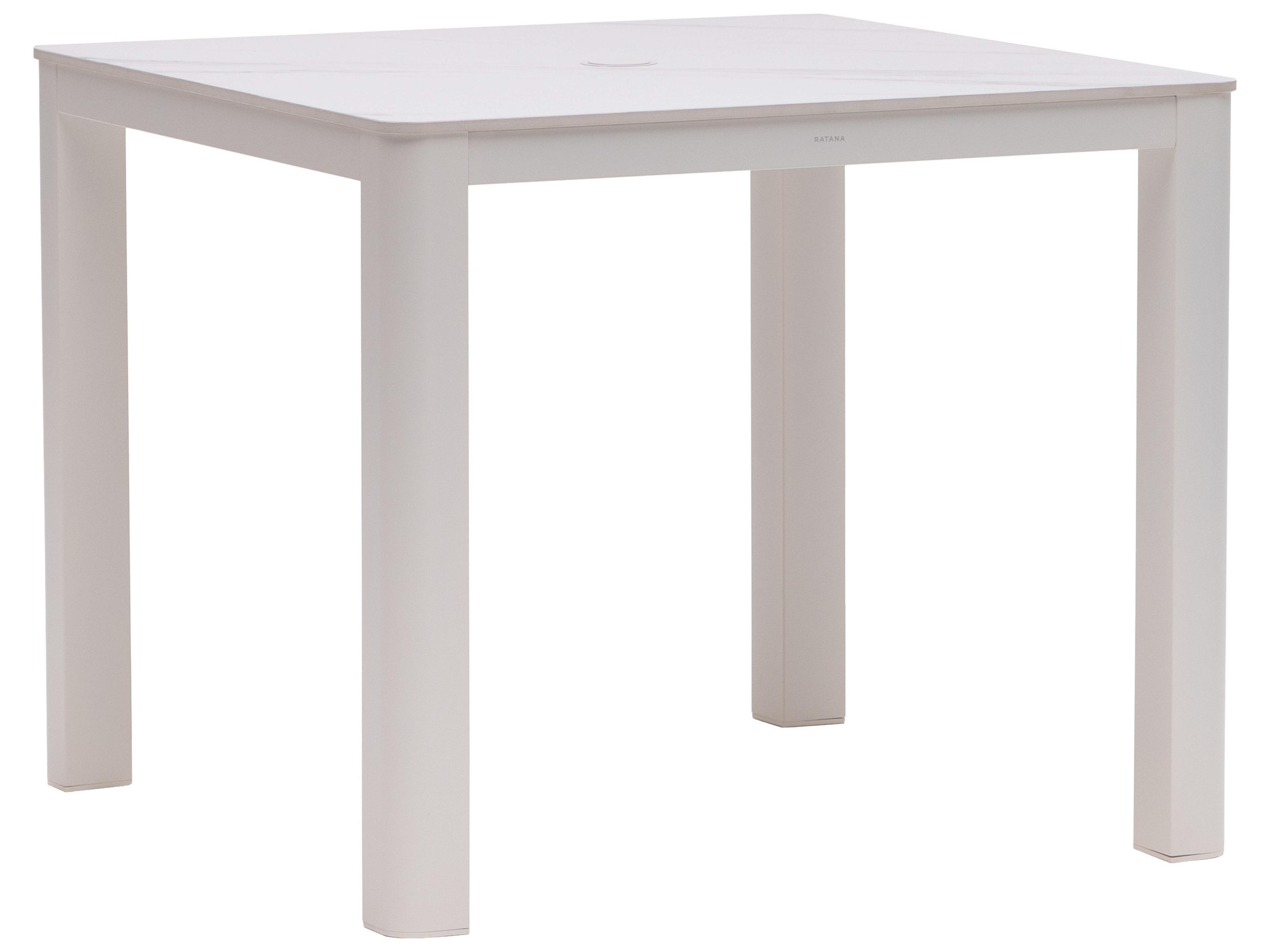 Hampshire Tables Aluminum Square Umbrella Hole Dining Table