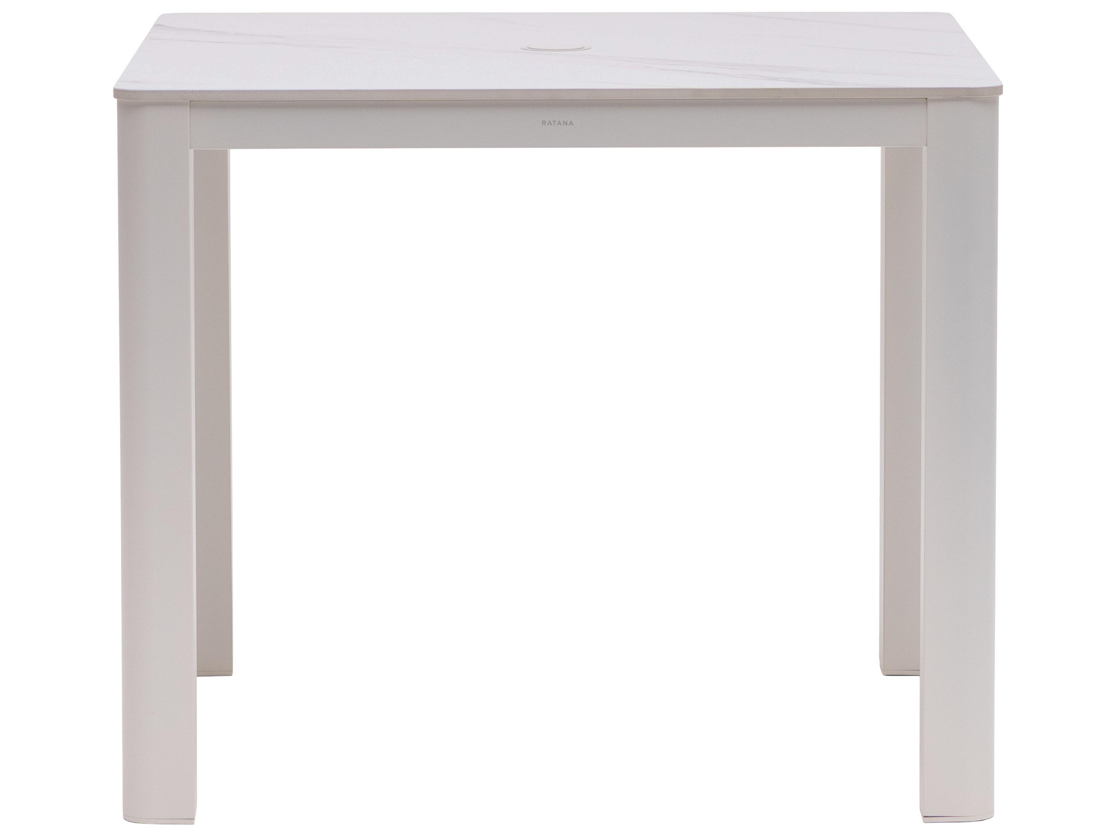Ratana Hampshire Tables Aluminum Square Umbrella Hole Dining Table