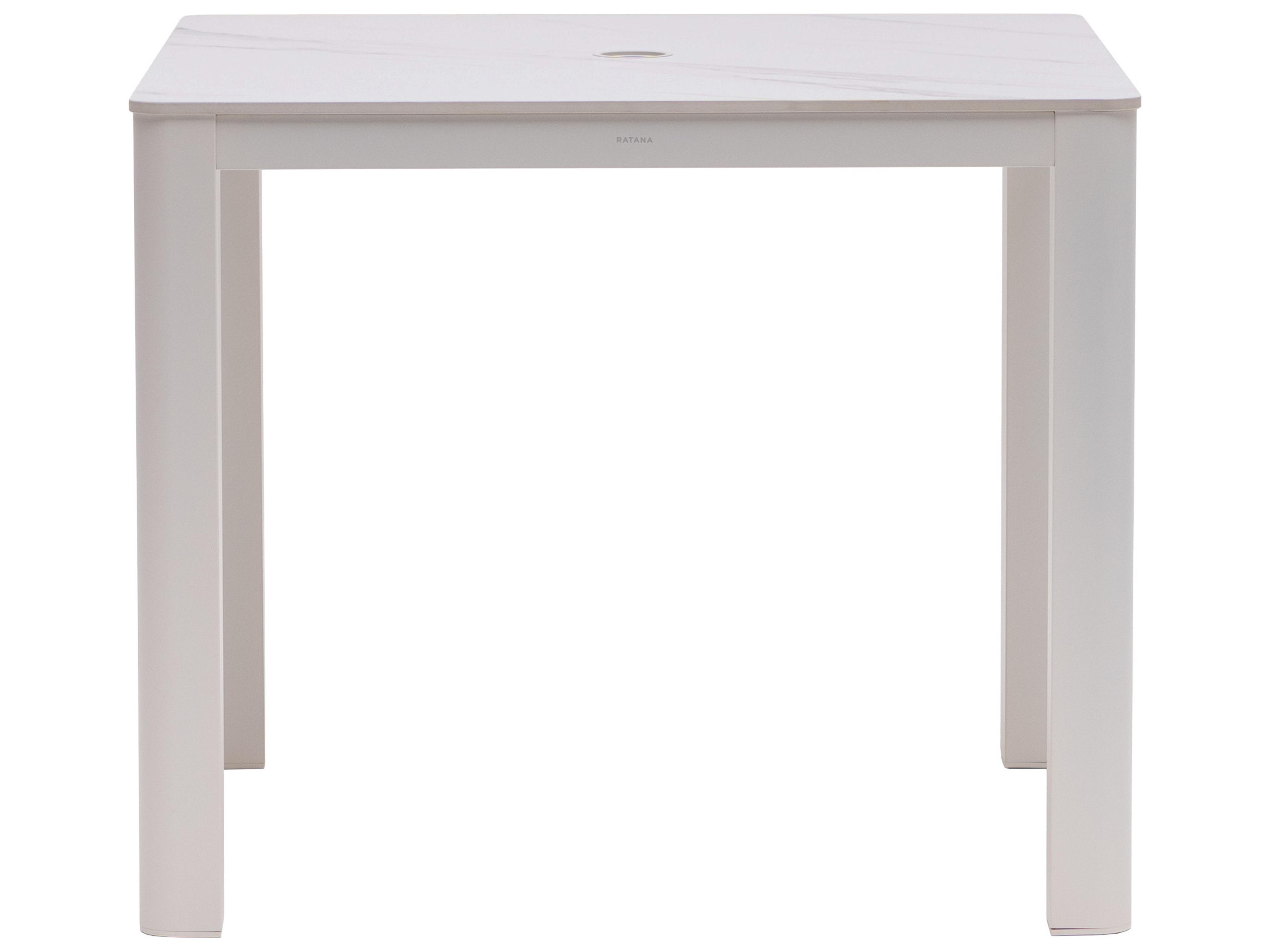 Ratana Hampshire Tables Aluminum Square Umbrella Hole Dining Table