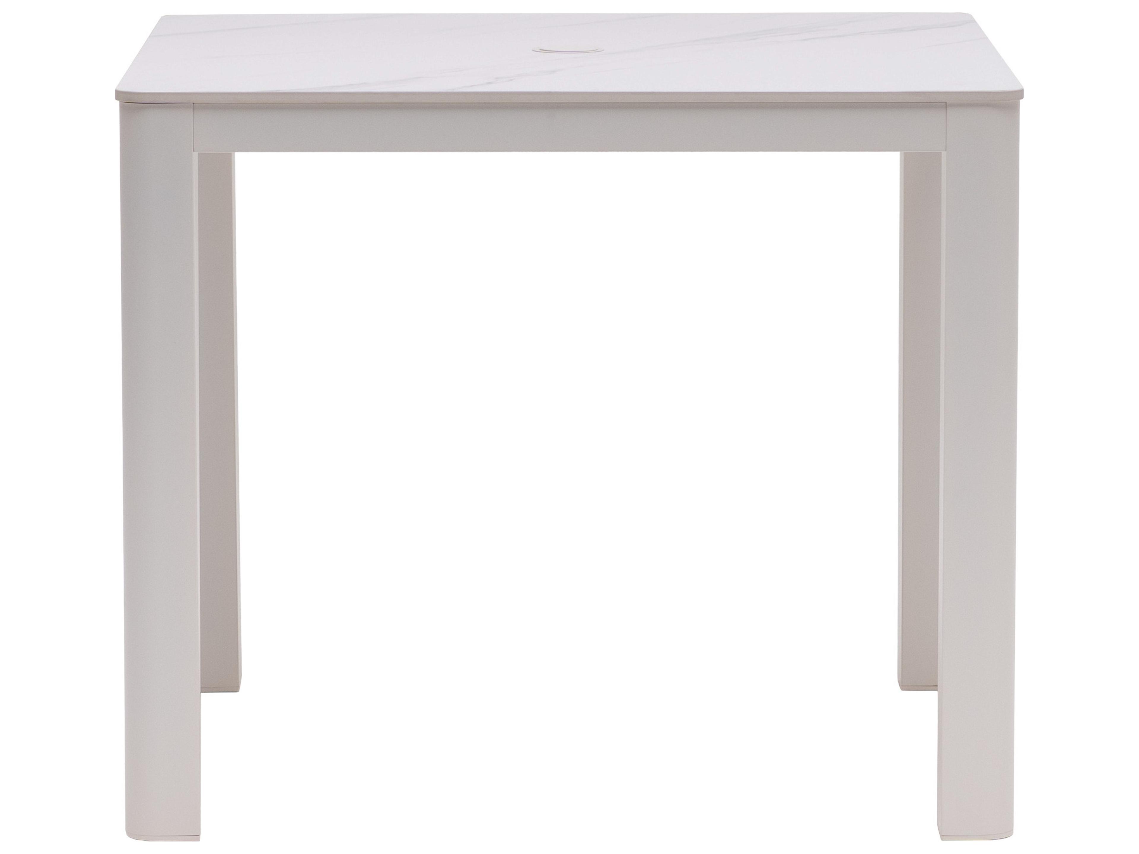 Ratana Hampshire Tables Aluminum Square Umbrella Hole Dining Table