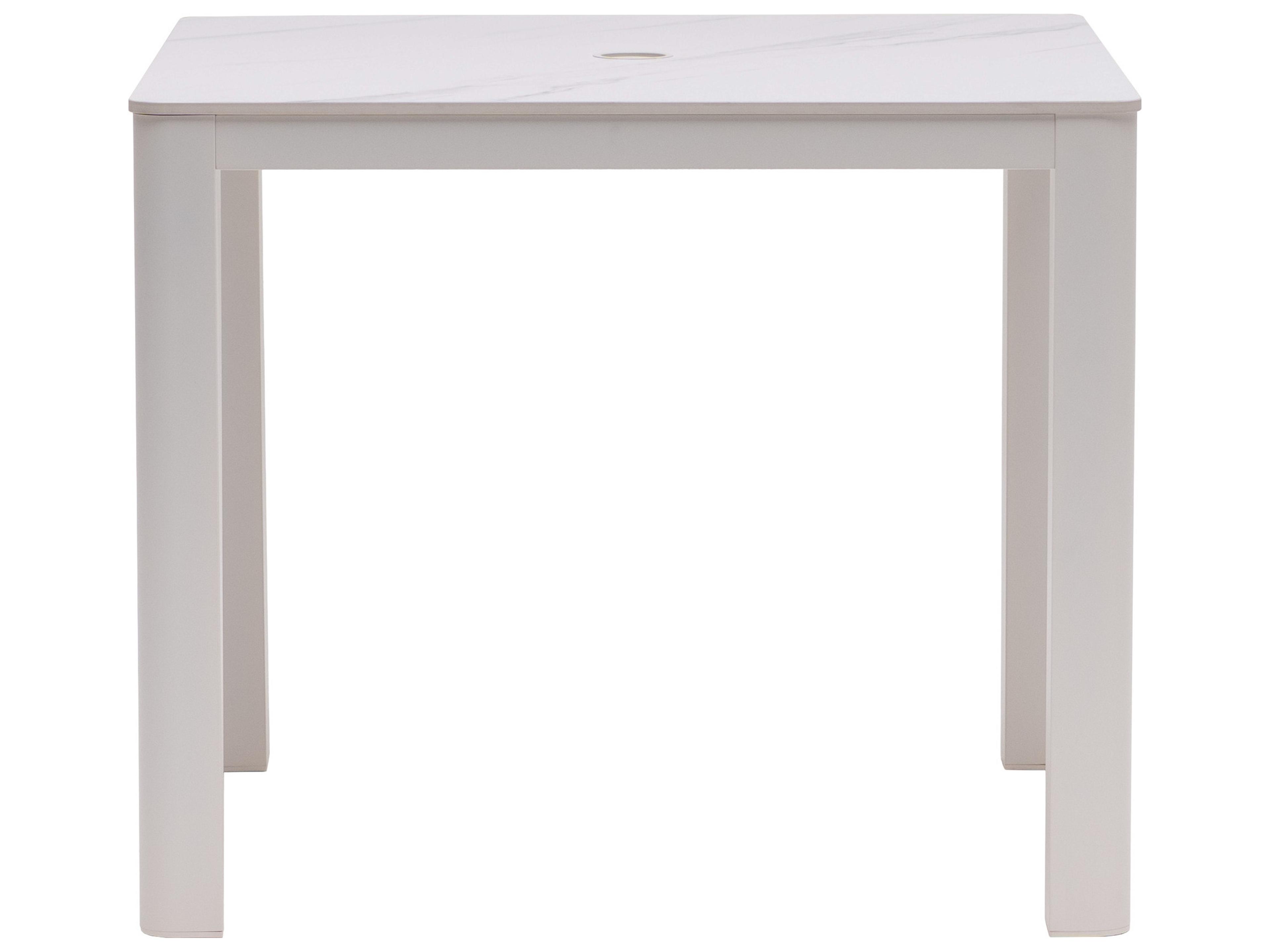 Ratana Hampshire Tables Aluminum Square Umbrella Hole Dining Table