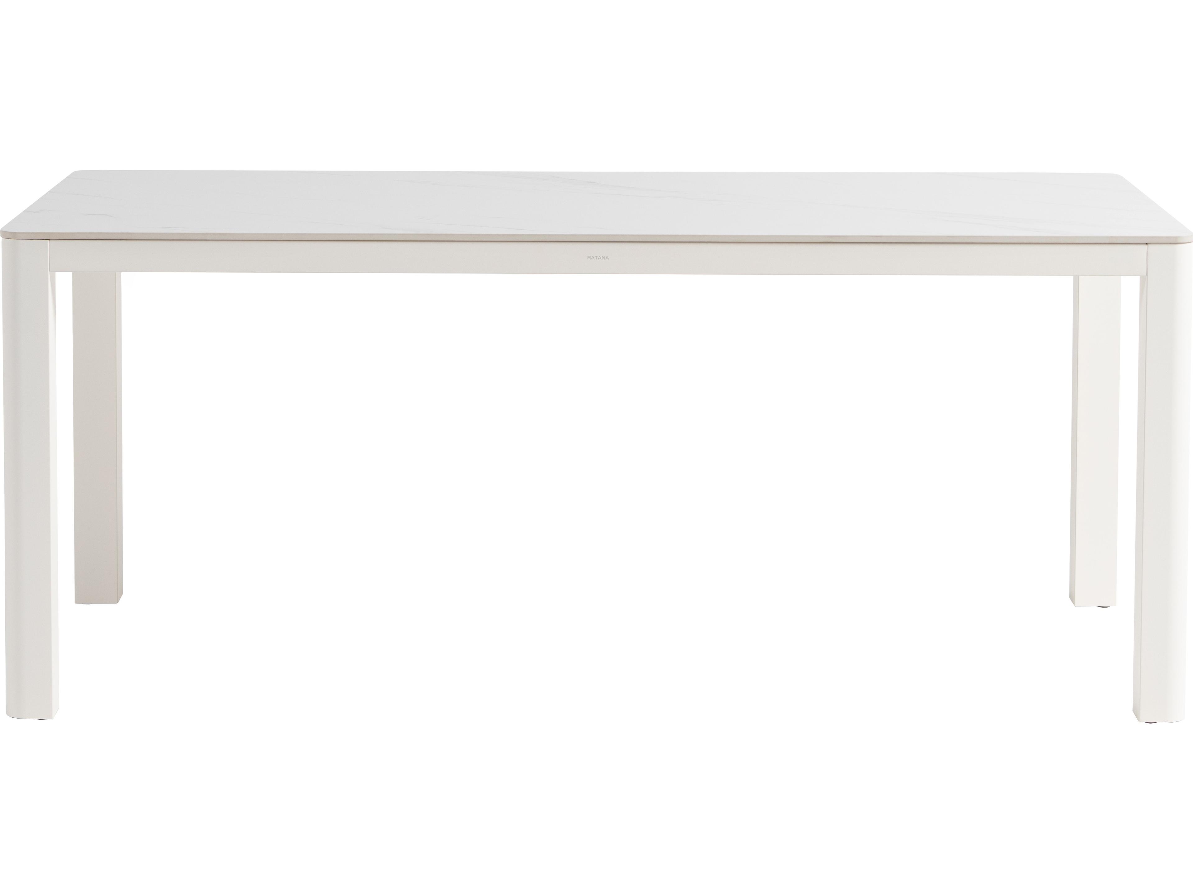 Ratana Hampshire Tables Aluminum Rectangular Umbrella Hole Dining Table