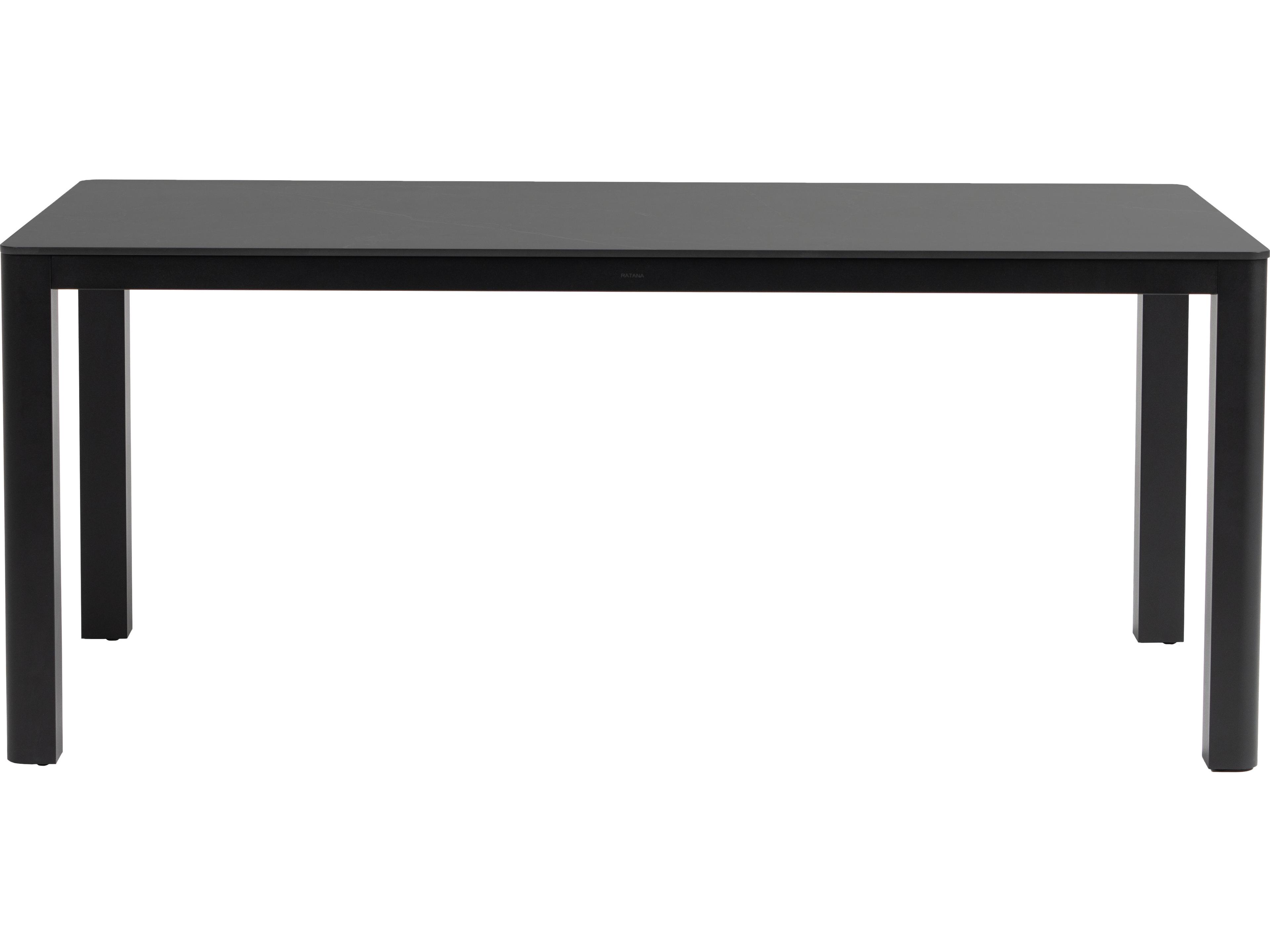 Ratana Hampshire Tables Aluminum Rectangular Umbrella Hole Dining Table