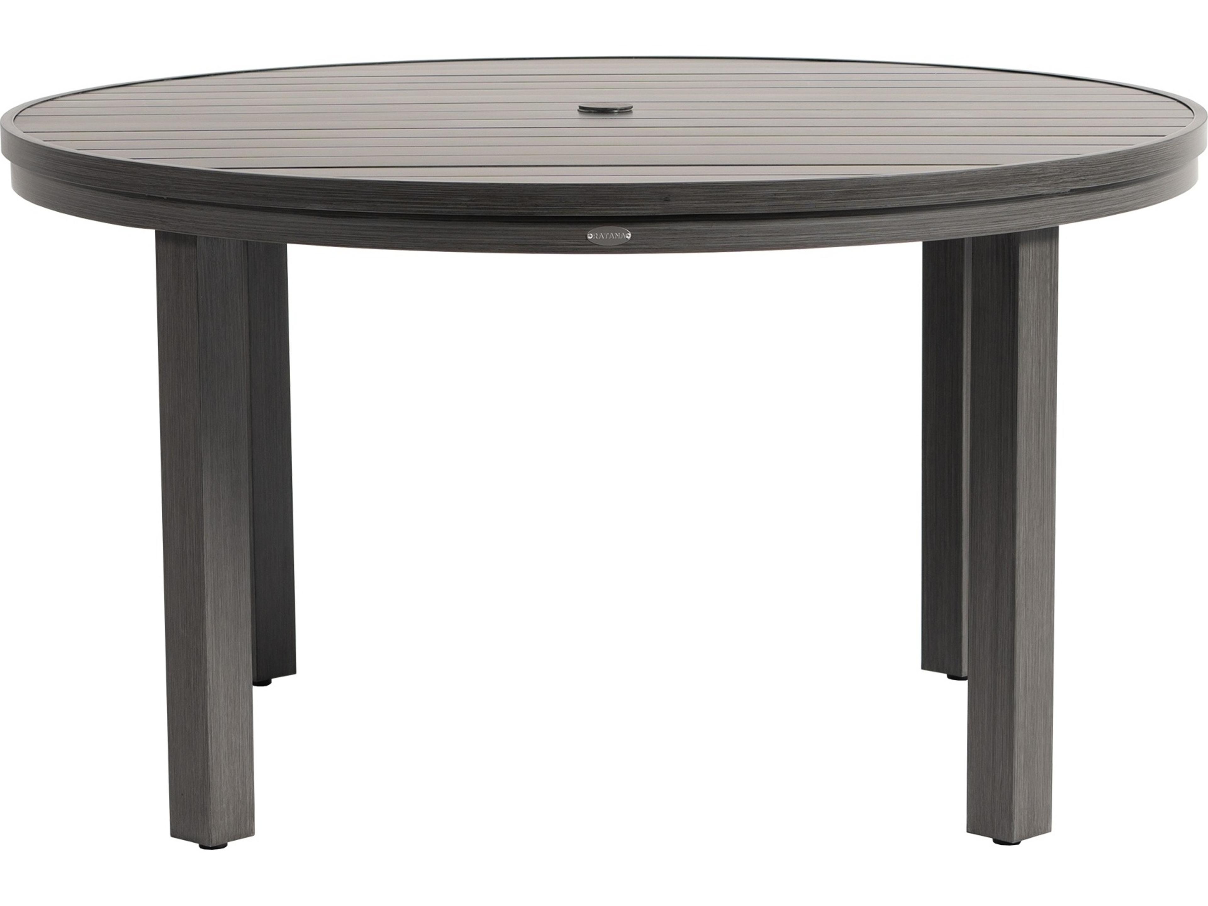 Ratana Oasis Aluminum Round Umbrella Hole Dining Table