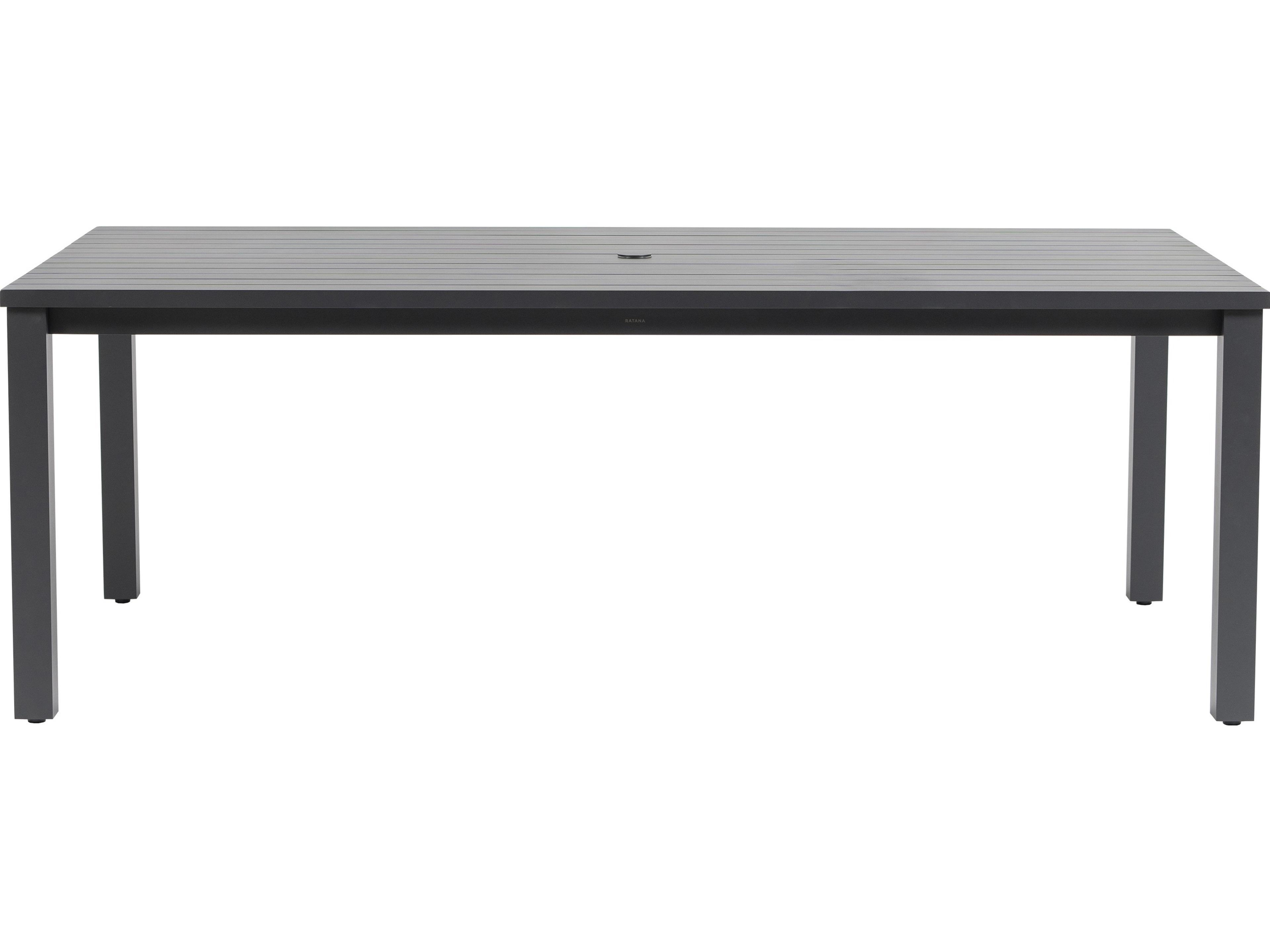 Ratana Vienna Aluminum Rectangular Umbrella Hole Dining Table