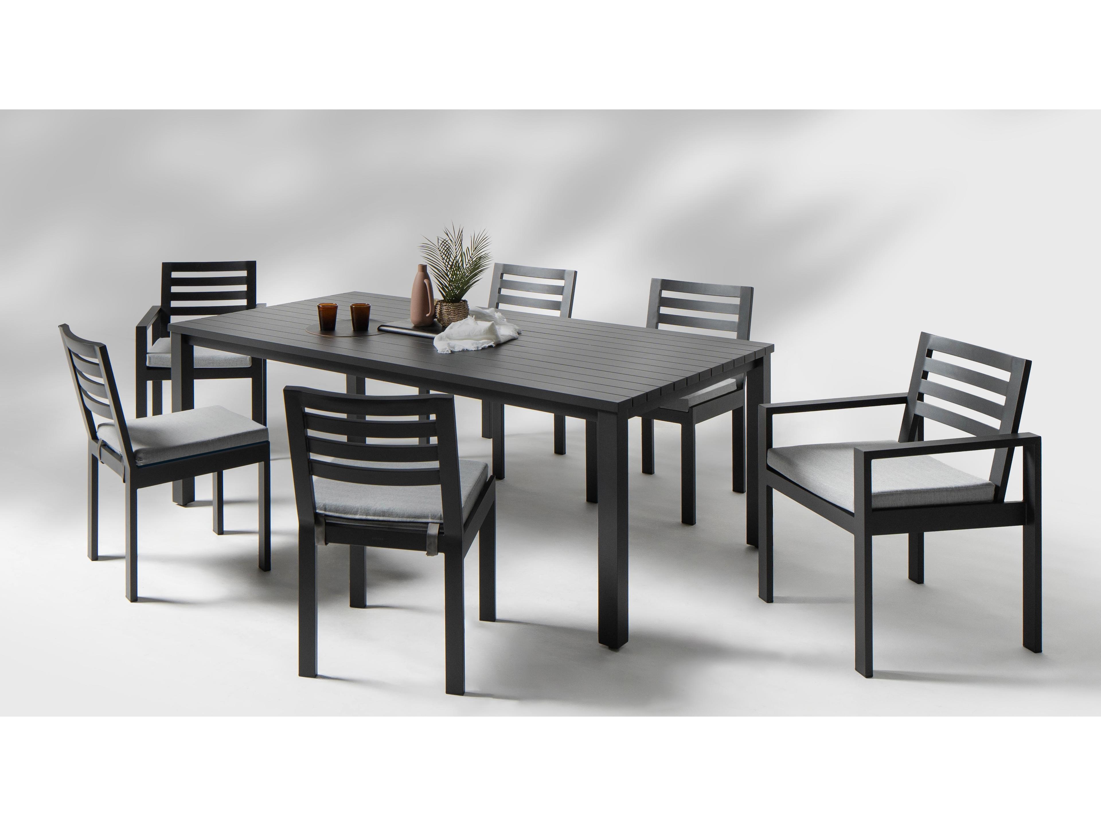 Ratana Vienna Aluminum Rectangular Umbrella Hole Dining Table