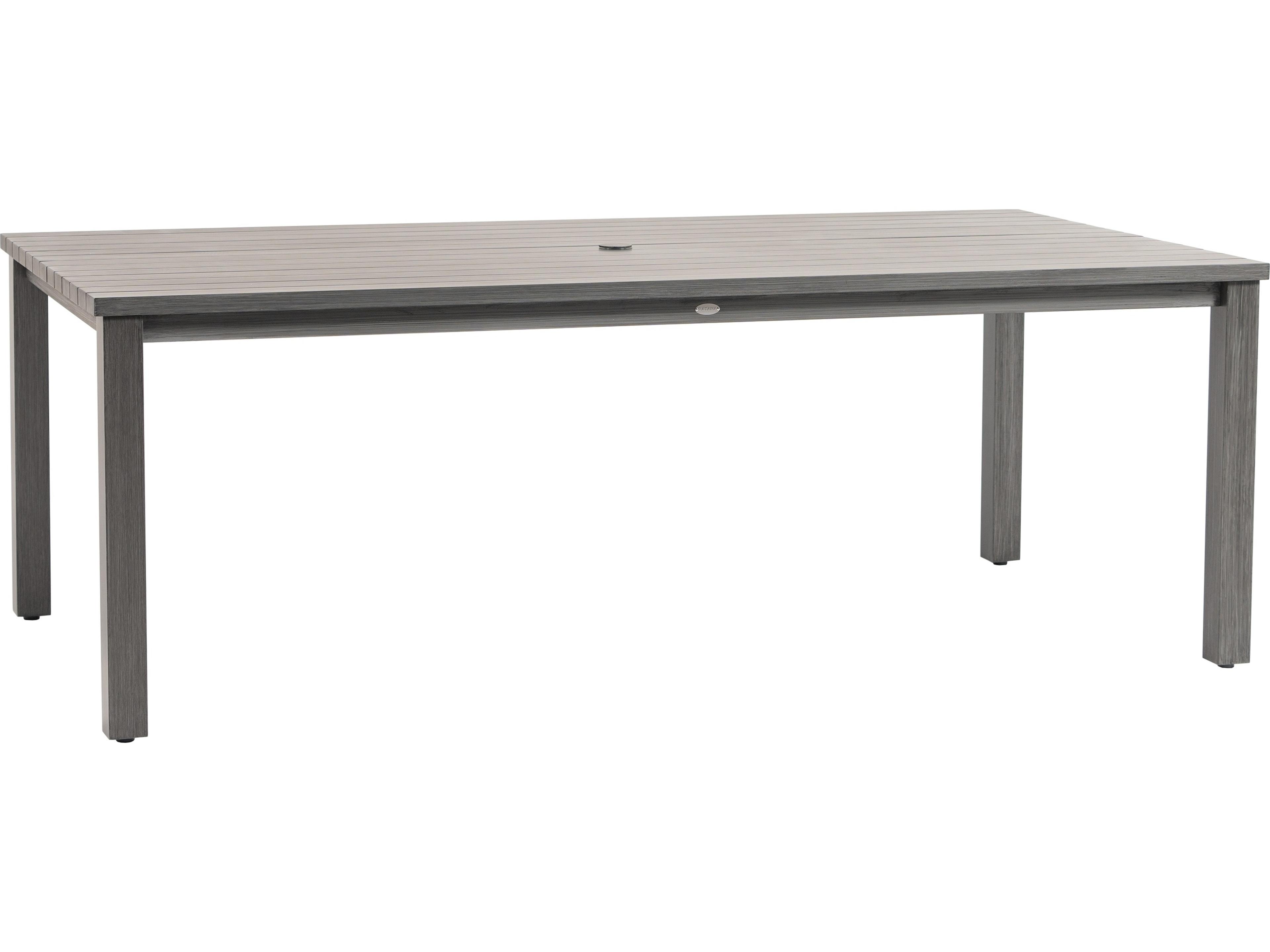 Oasis Aluminum Rectangular Umbrella Hole Dining Table