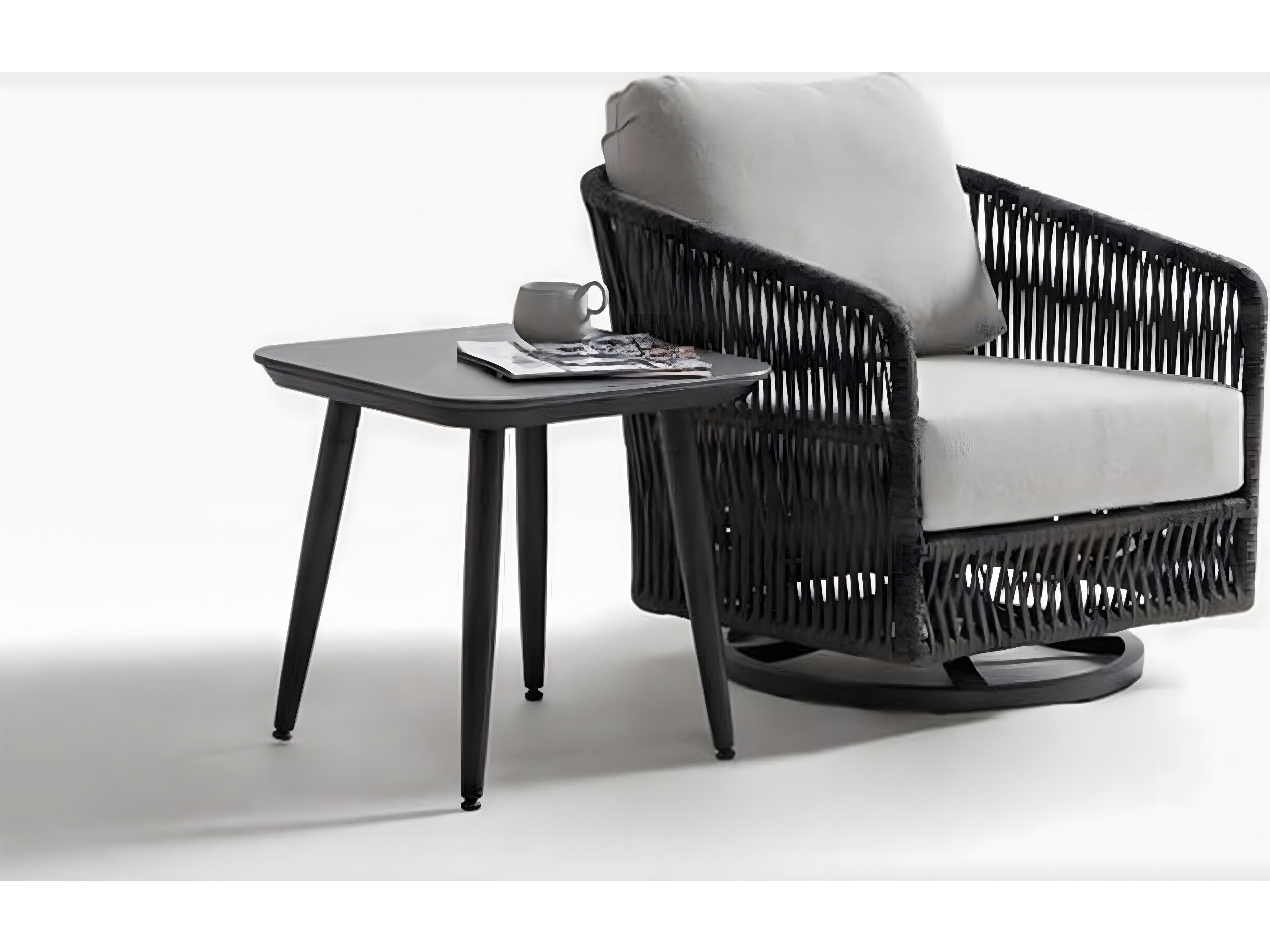 Noma Silver Diva Night Base & Pietra Grey Top Aluminum Square End Table