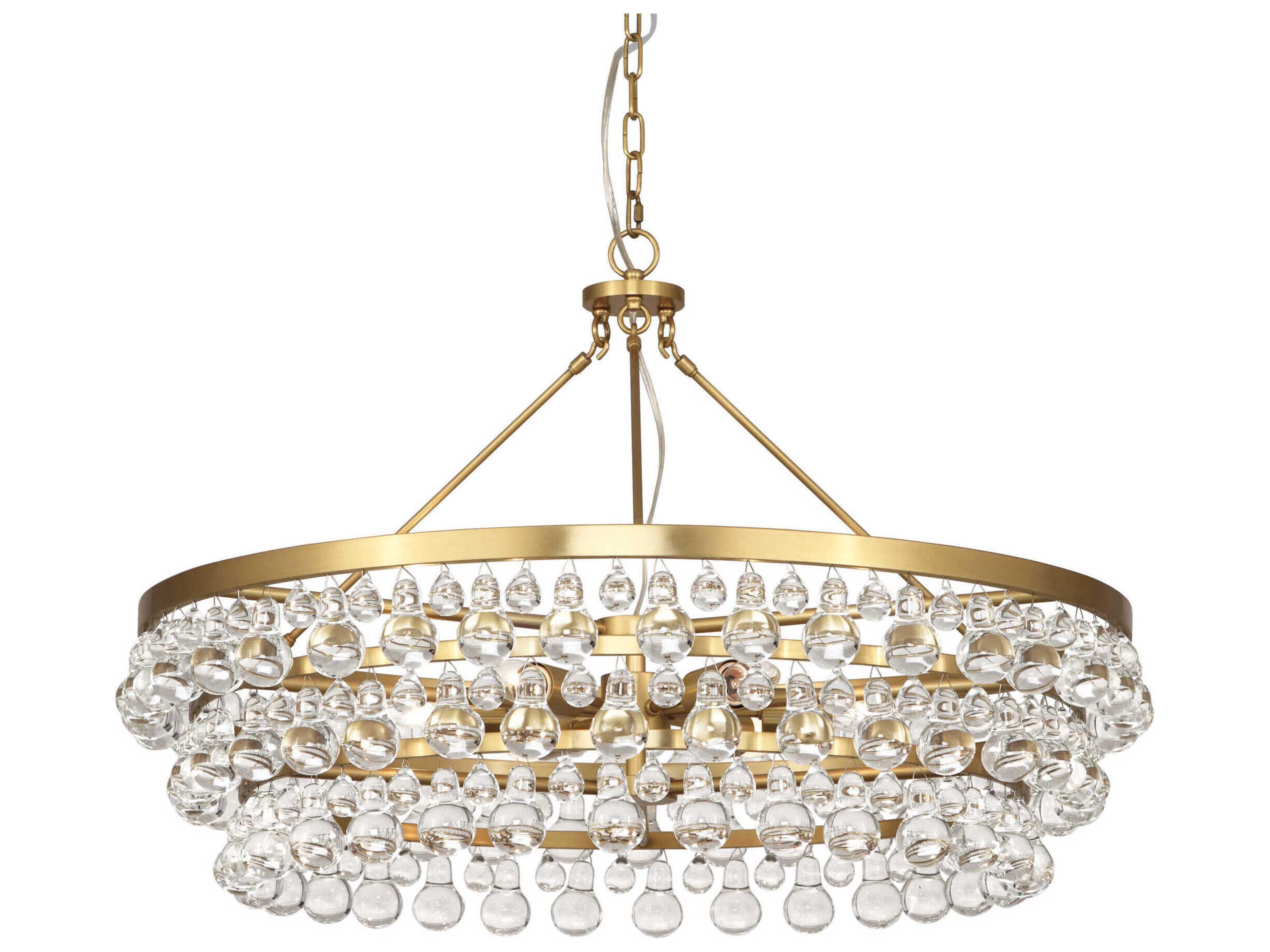 Bling 6-Light Antique Brass Round Chandelier