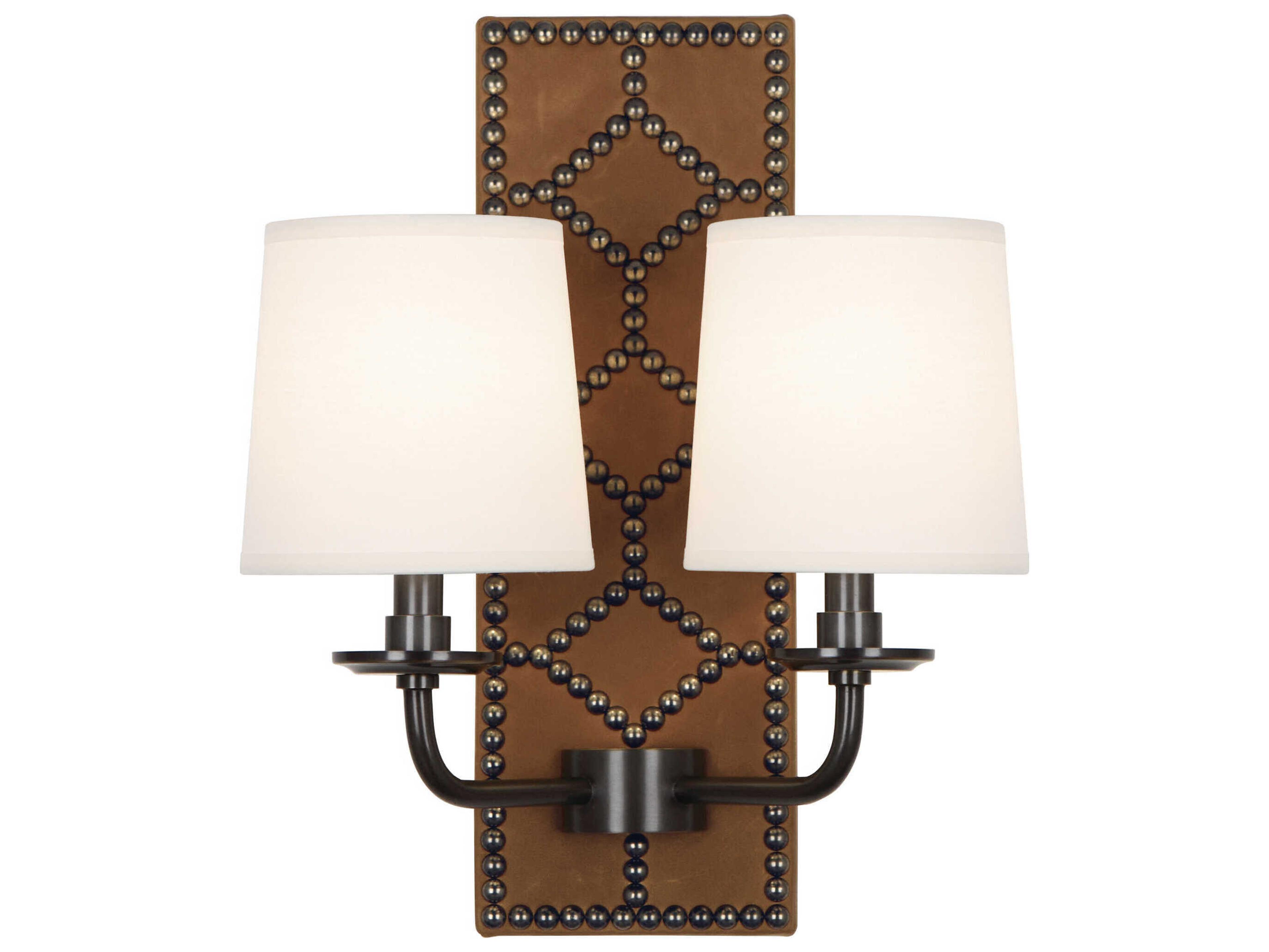 Robert Abbey Williamsburg Lightfoot 2-Light English Ochre Leather Brown Traditional Wall Sconce