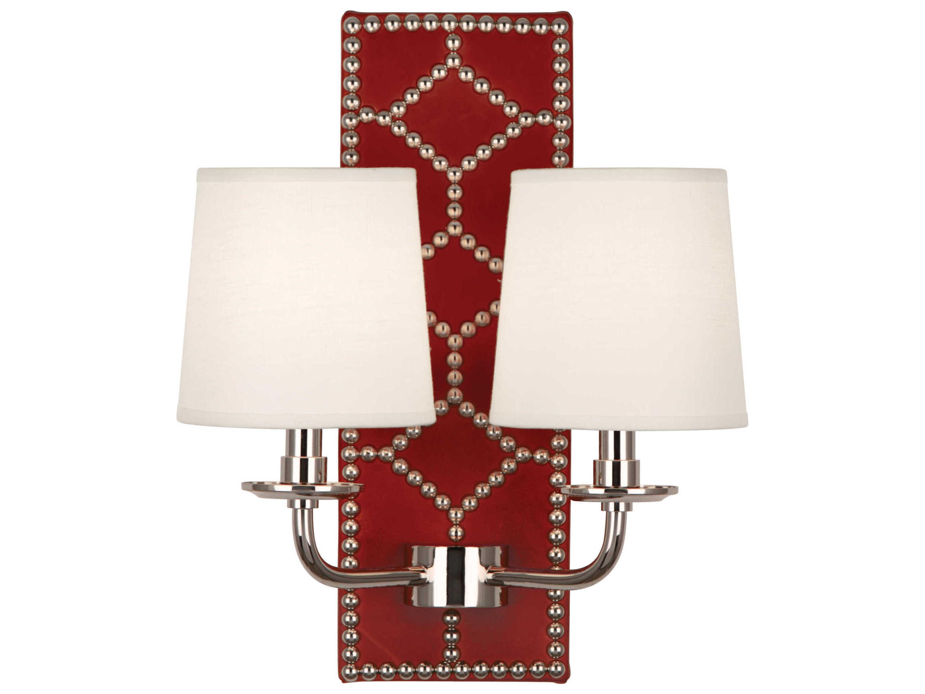 Robert Abbey Williamsburg Lightfoot 2-Light Dragons Blood Leather Red Traditional Wall Sconce