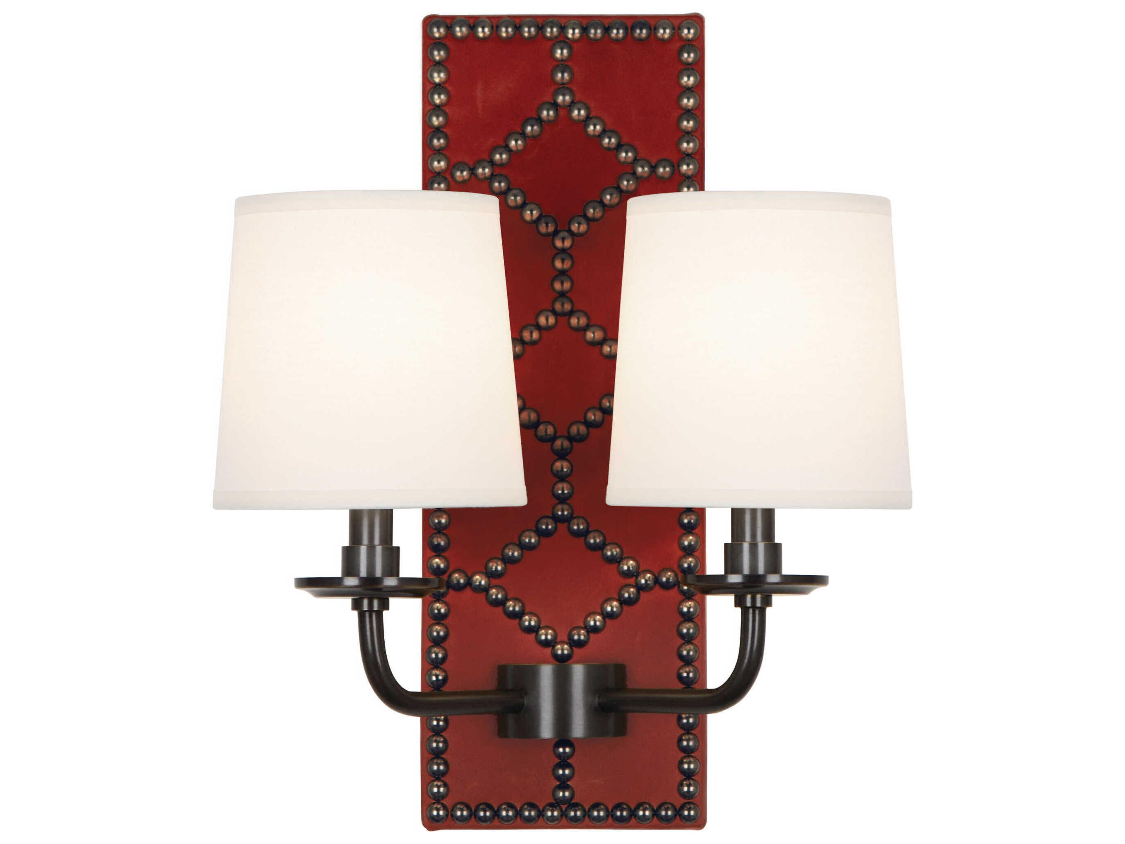 Robert Abbey Williamsburg Lightfoot 2-Light Dragons Blood Leather Red Traditional Wall Sconce