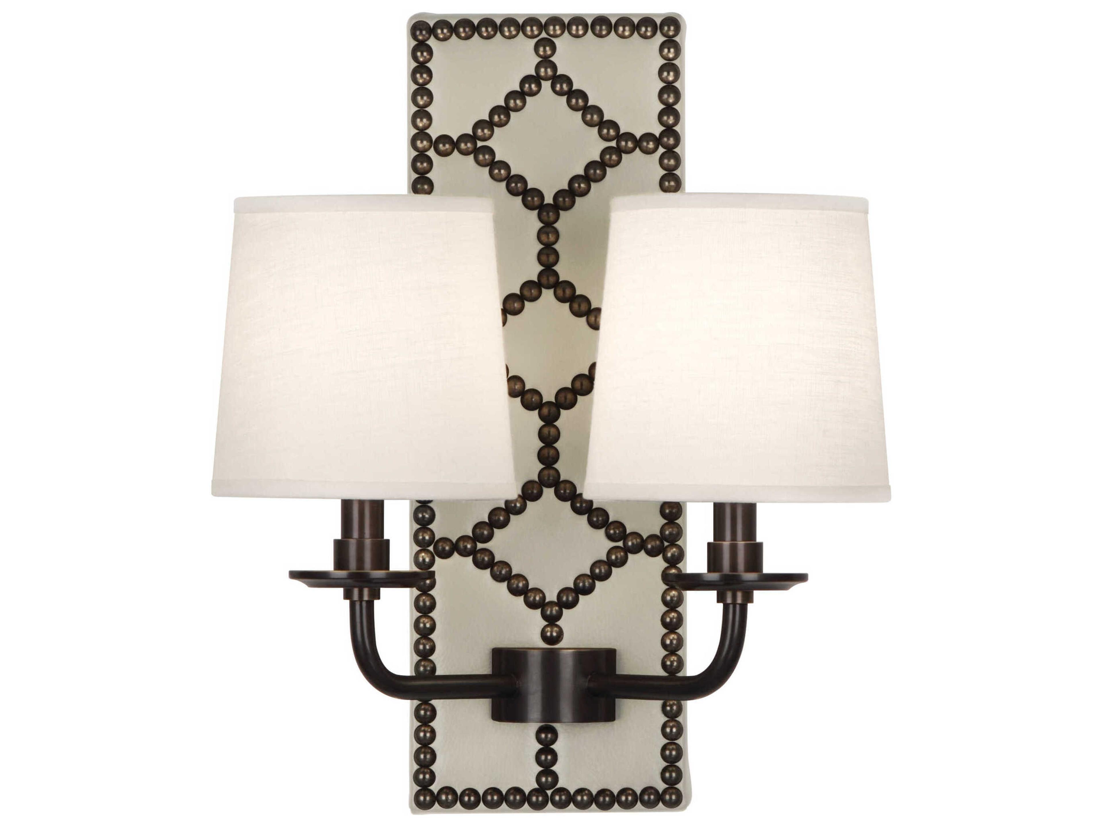 Robert Abbey Williamsburg Lightfoot 2-Light Bruton White Leather Traditional Wall Sconce