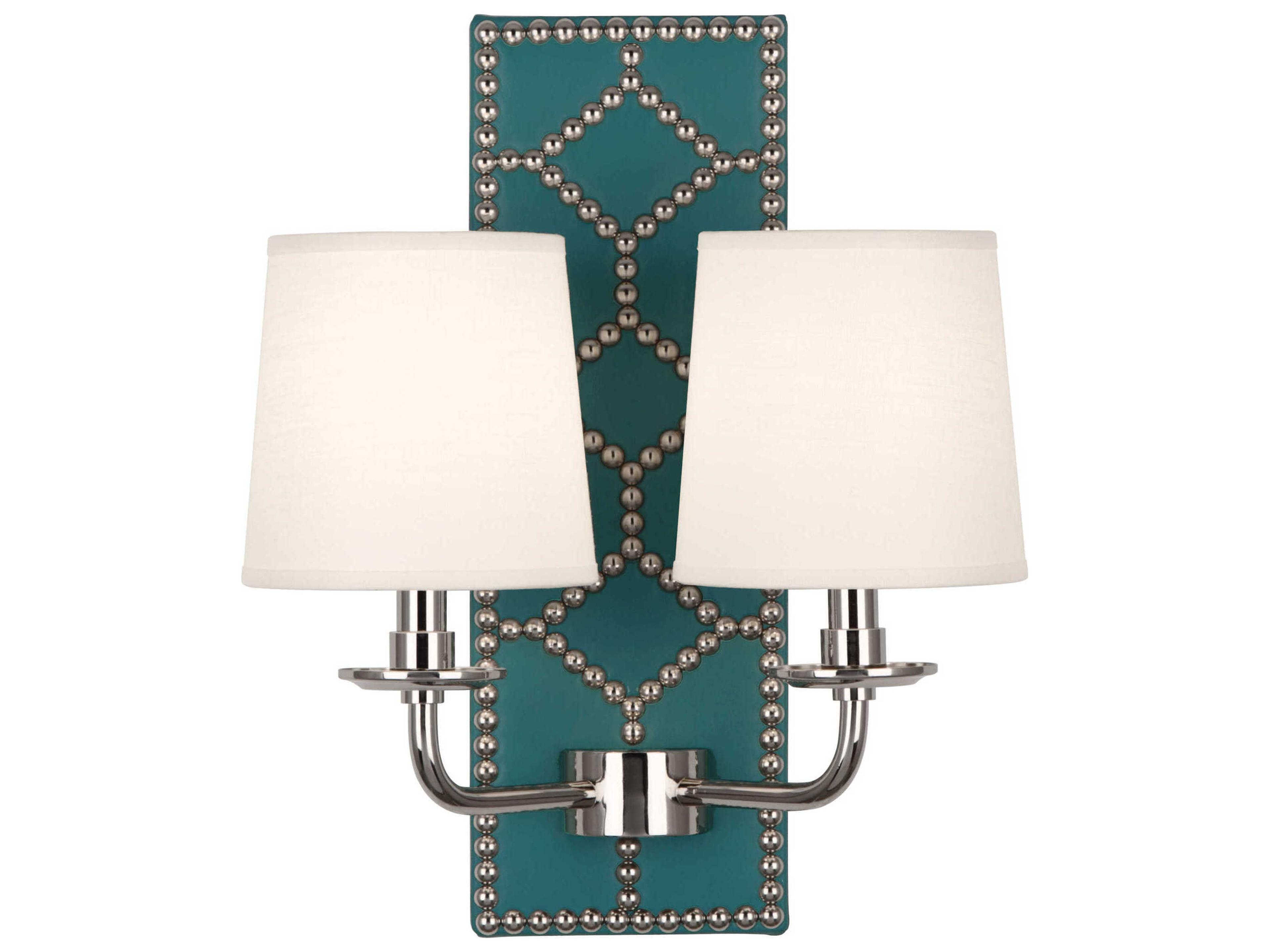 Robert Abbey Williamsburg Lightfoot 2-Light Mayo Teal Leather Blue Traditional Wall Sconce