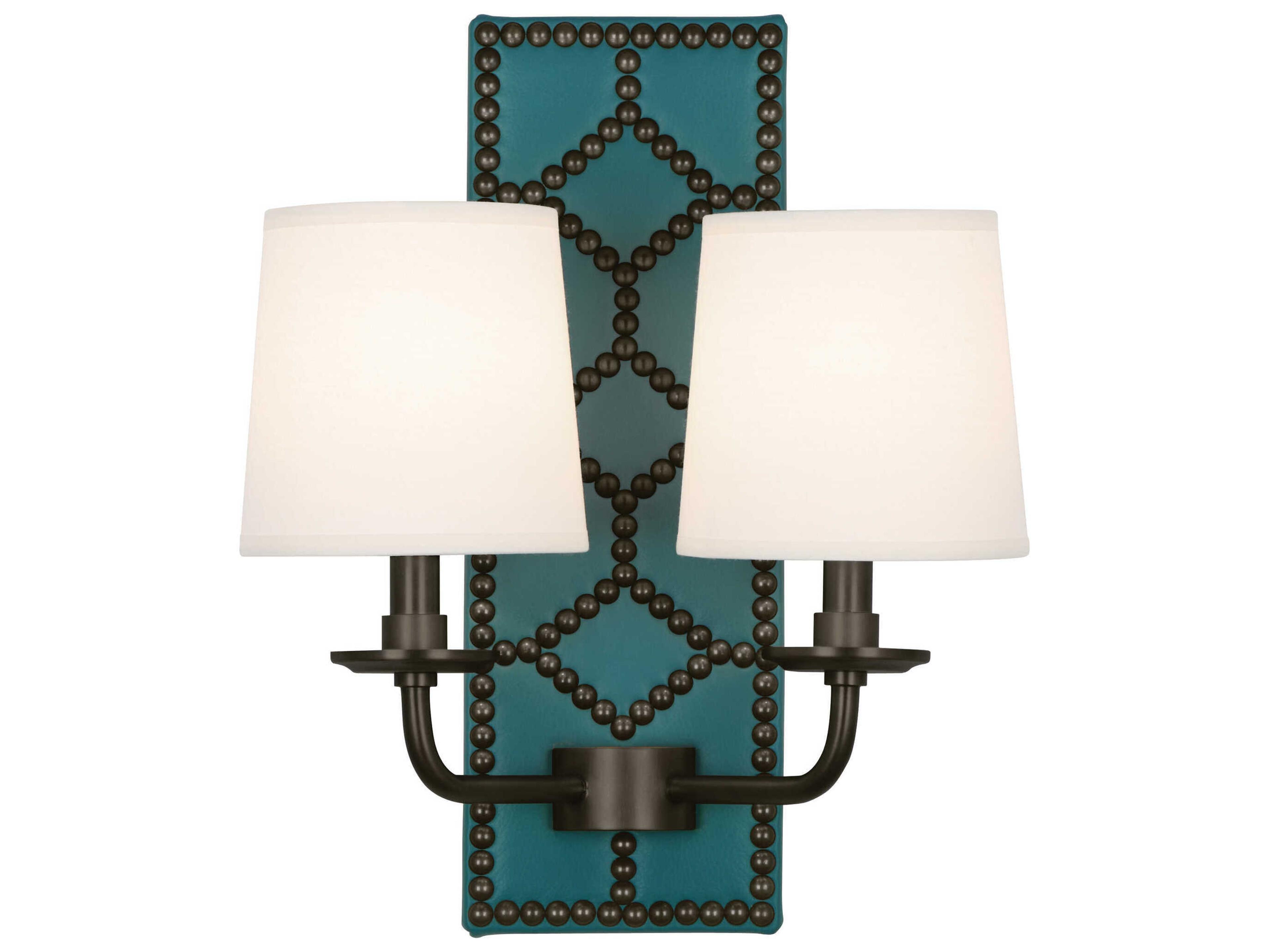 Robert Abbey Williamsburg Lightfoot 2-Light Mayo Teal Leather Blue Traditional Wall Sconce