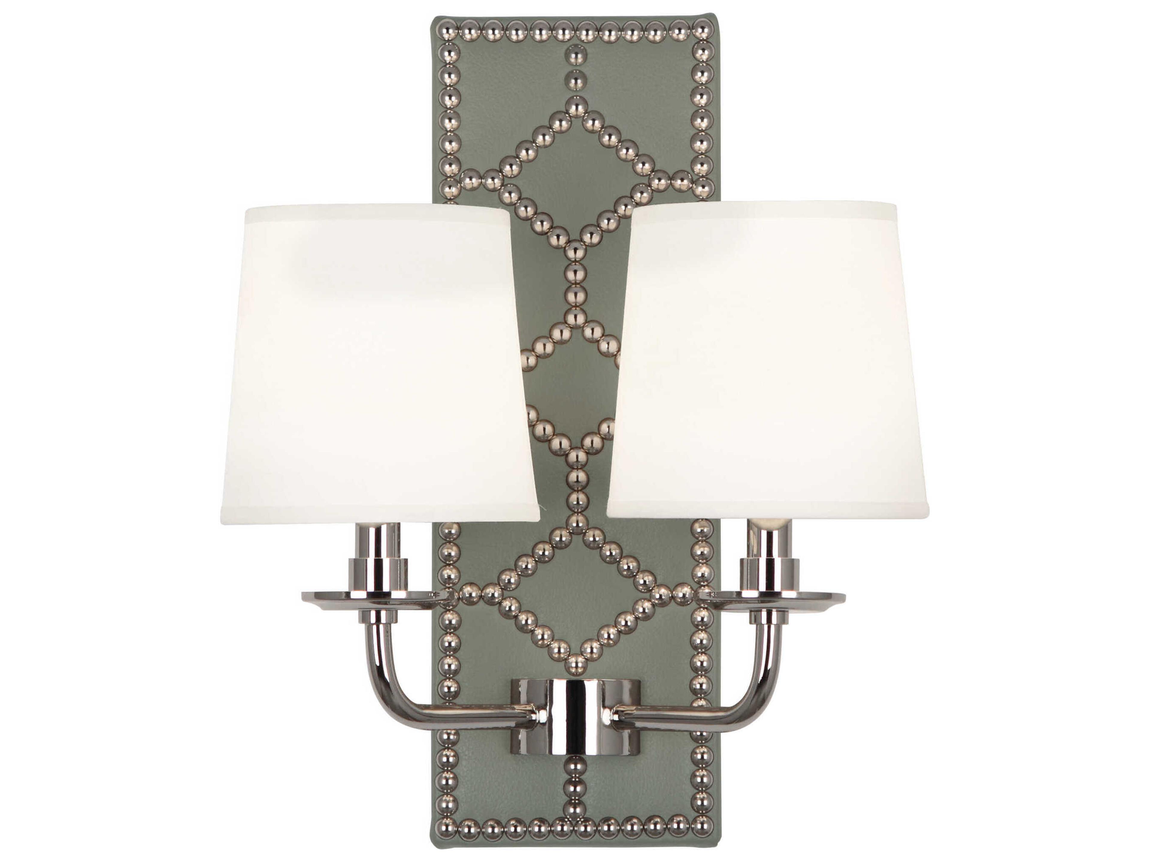 Robert Abbey Williamsburg Lightfoot 2-Light Carter Gray Leather Traditional Wall Sconce
