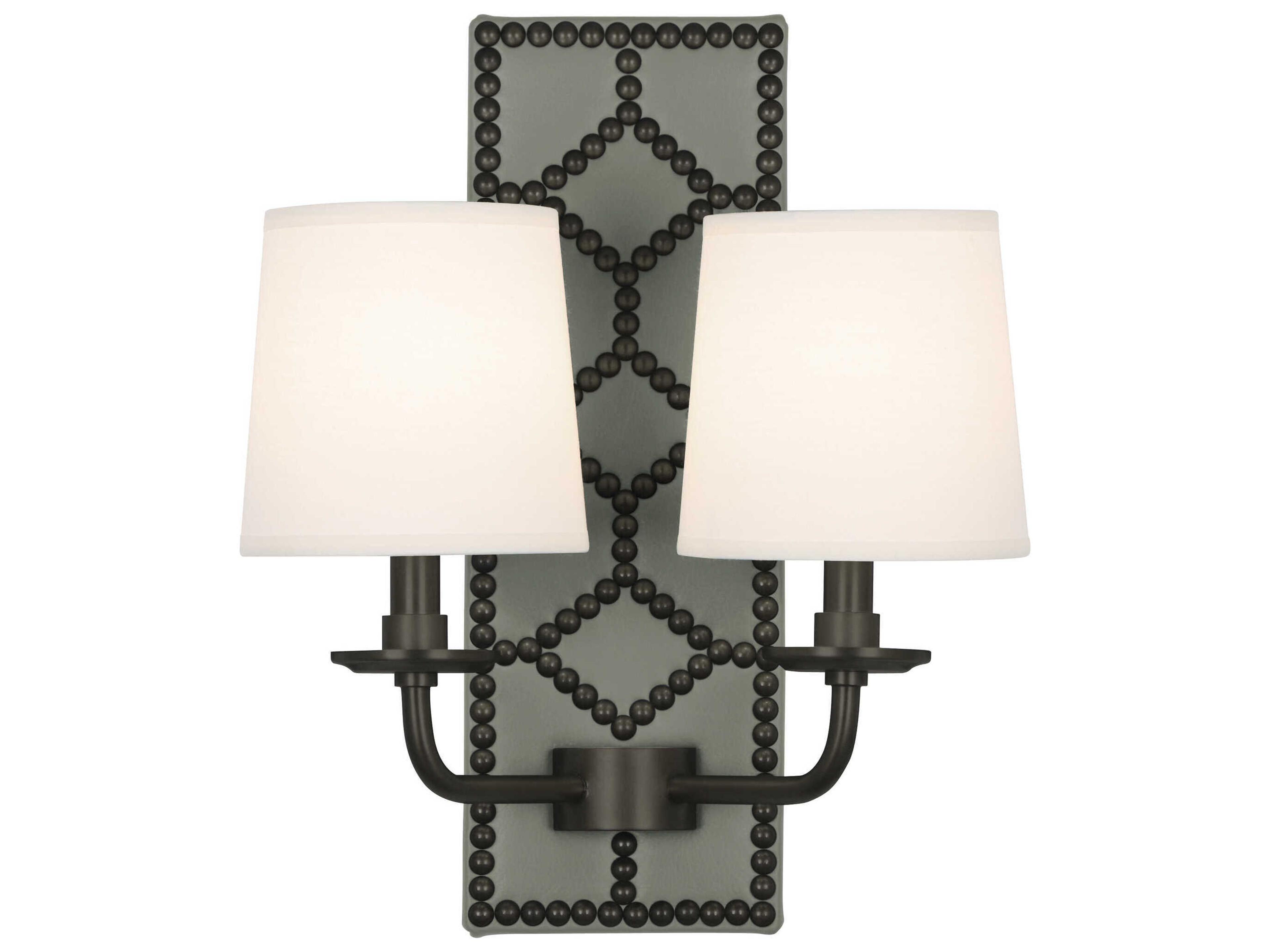Robert Abbey Williamsburg Lightfoot 2-Light Carter Gray Leather Traditional Wall Sconce