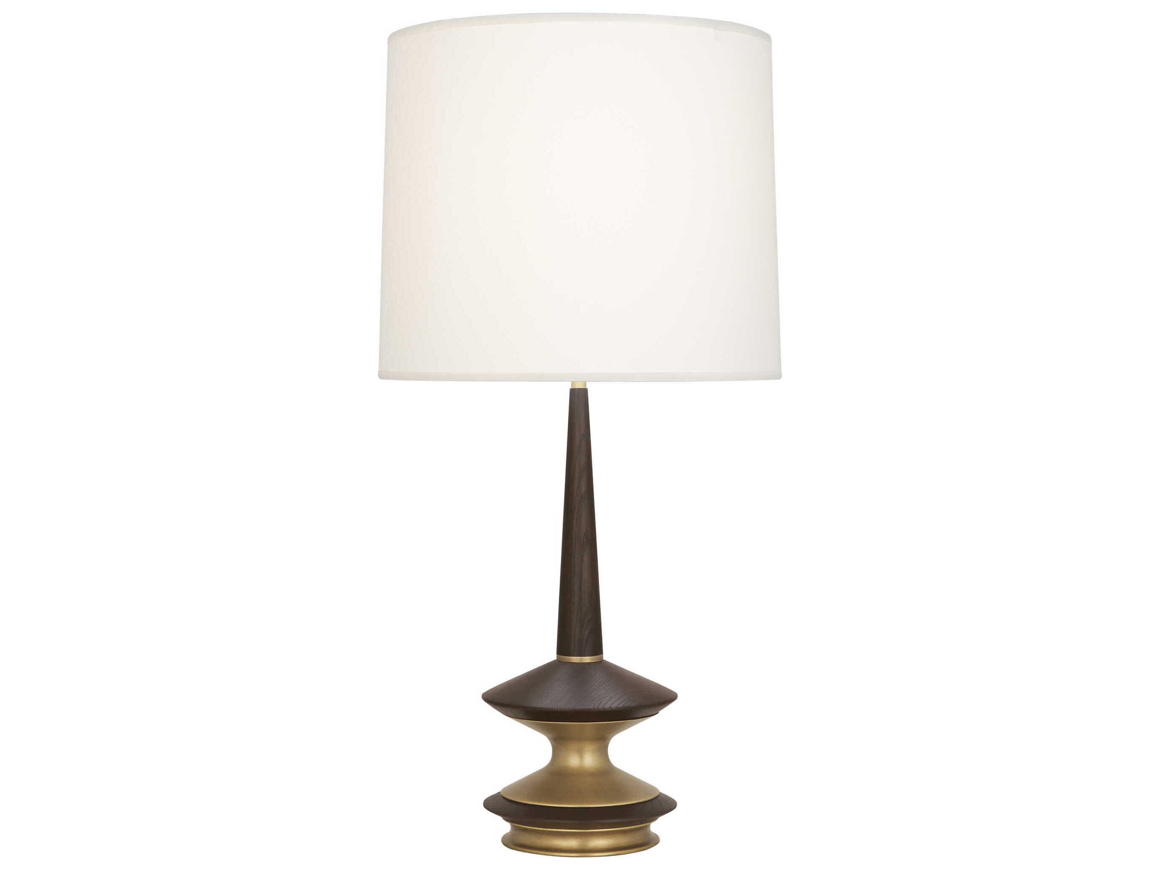 Fletcher Table Lamp in Warm Brass and Dark Walnut