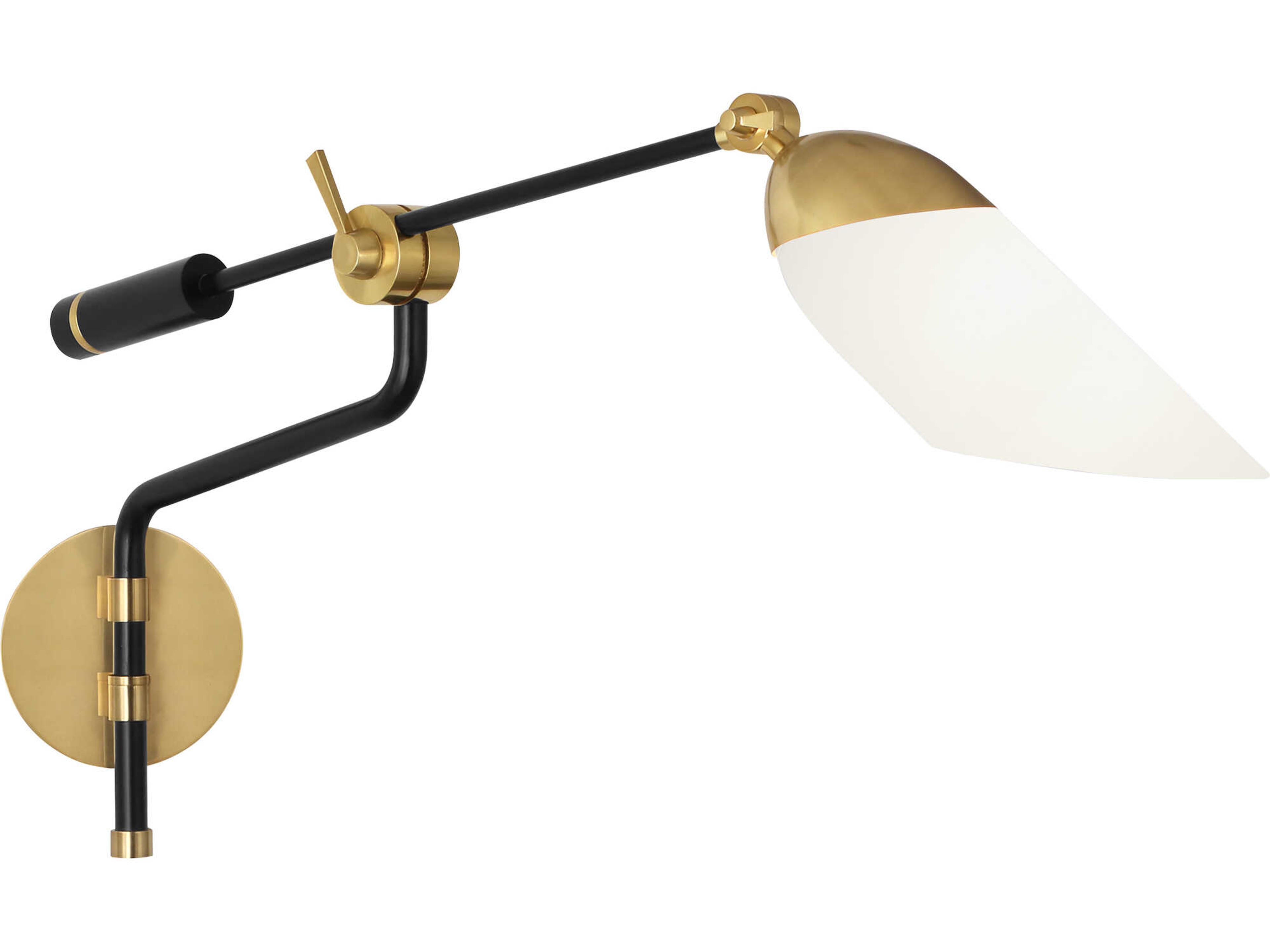 Ferdinand 1-Light Matte Black Painted Modern Brass Swing Wall Sconce