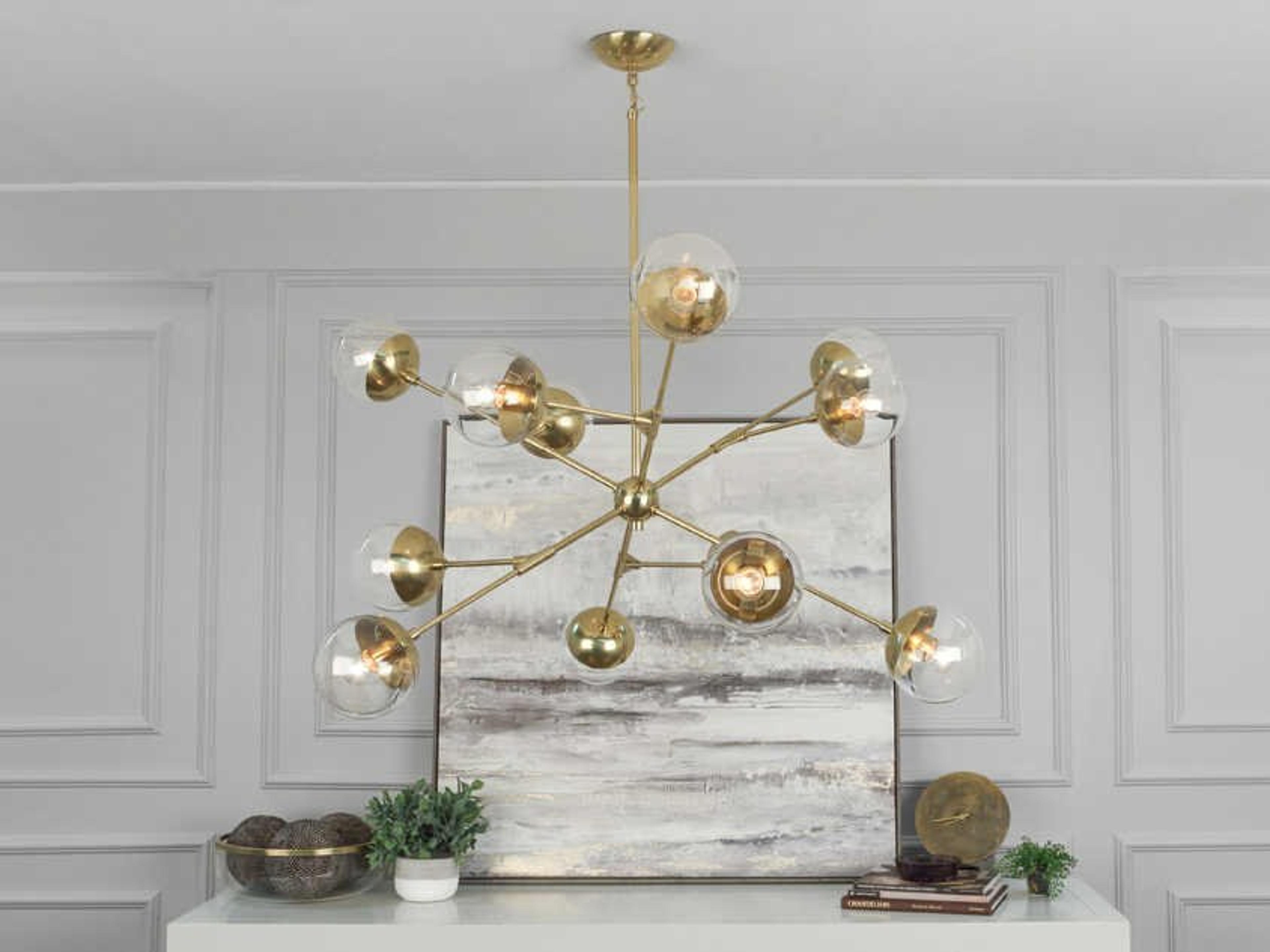 Robert Abbey Celeste 12-Light Modern Brass Globe Sputnik Chandelier