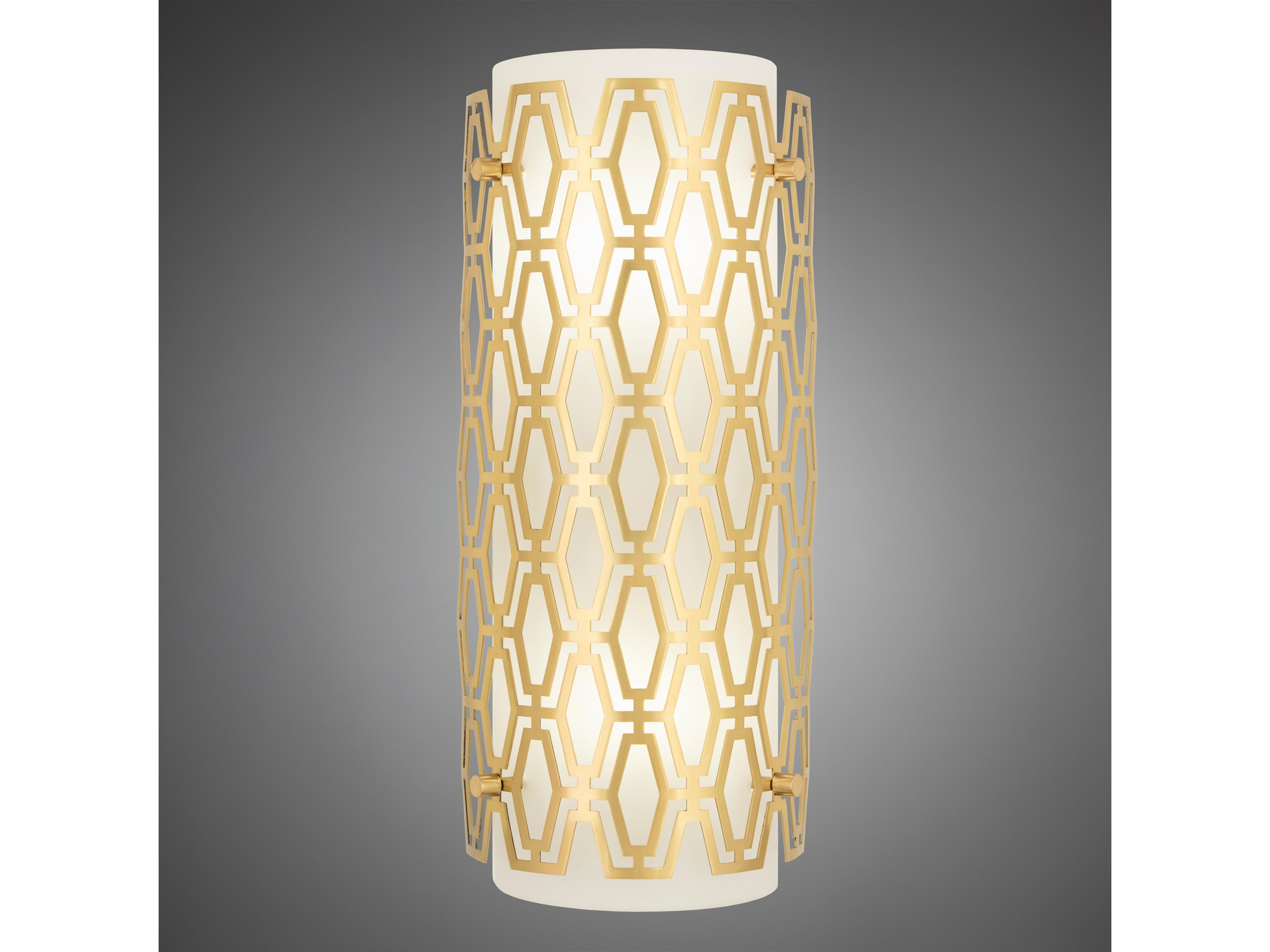 Marcel 2-Light Modern Brass Frosted Cased White Glass Wall Sconce