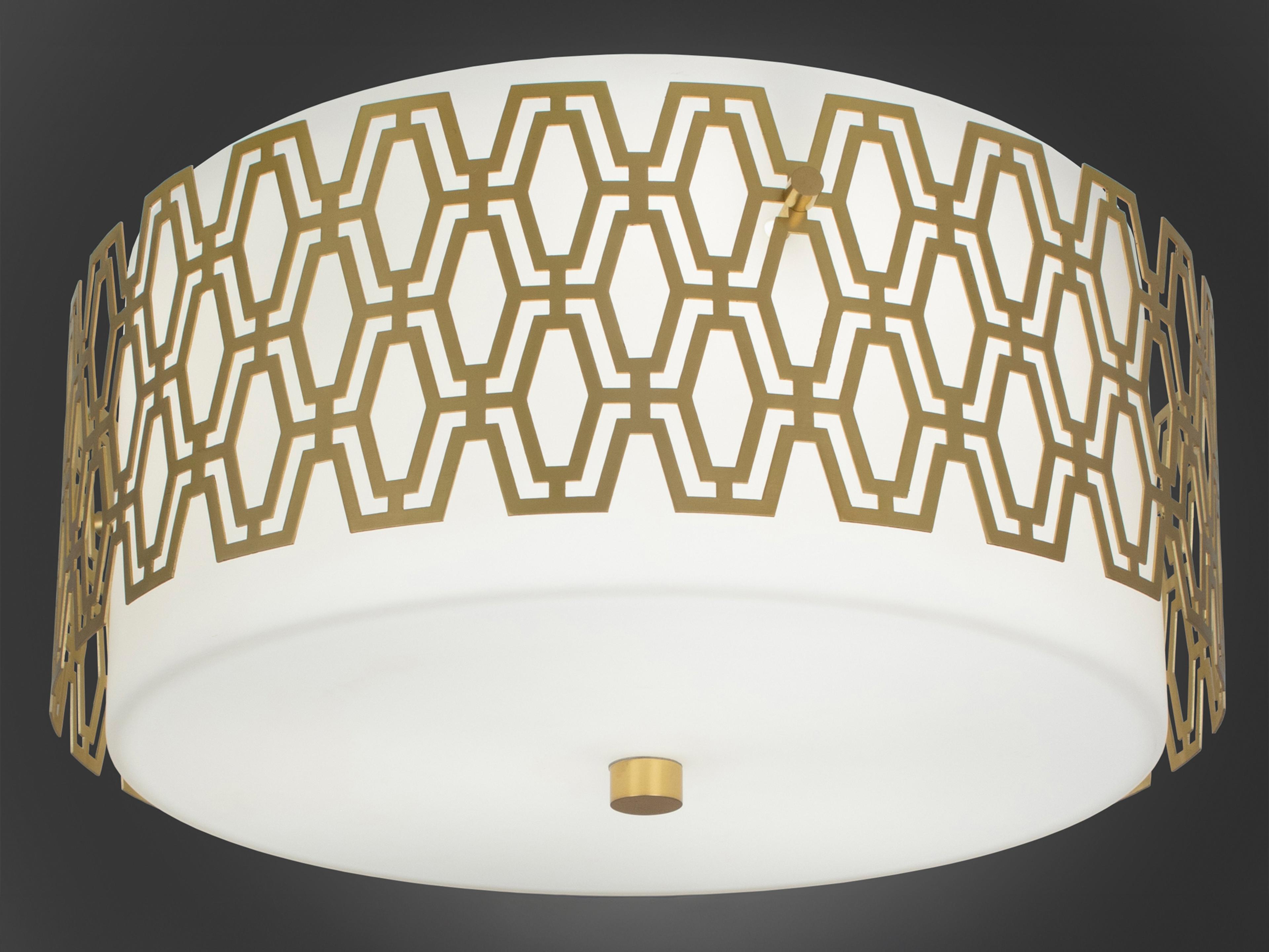 Marcel 3-Light Brass Geometric Round Flush Mount