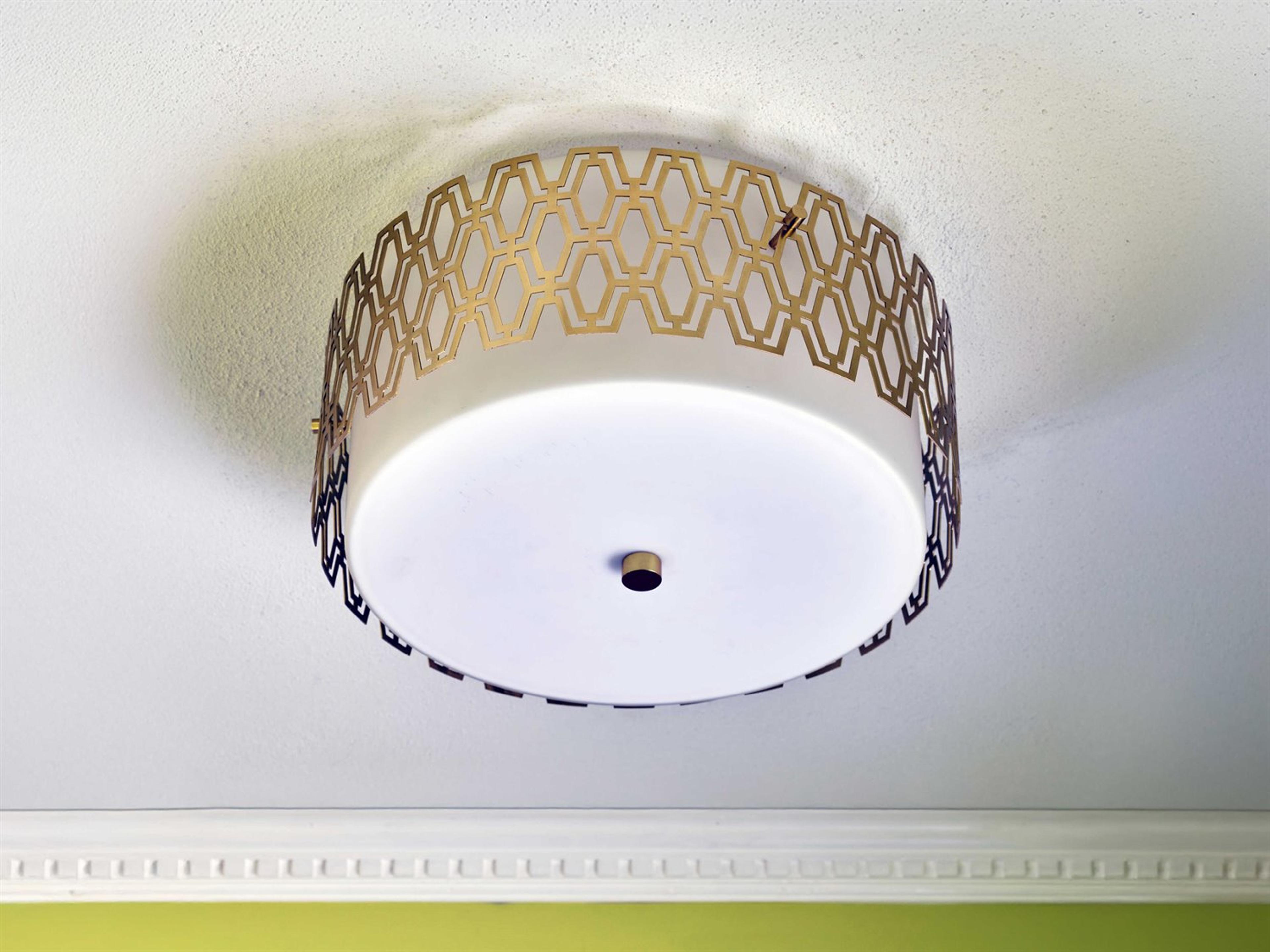 Robert Abbey Marcel 3-Light Brass Geometric Round Flush Mount