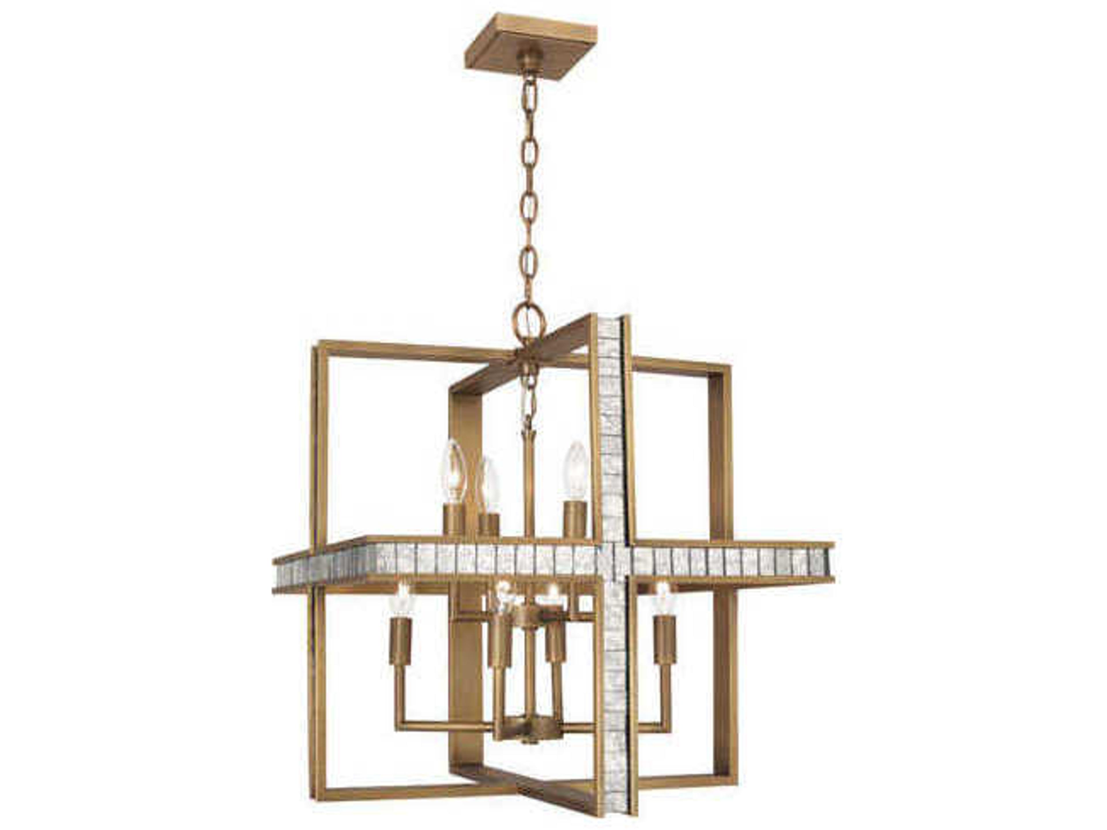 Diana 8-Light Warm Brass Antiqued Mirror Geometric Pendant