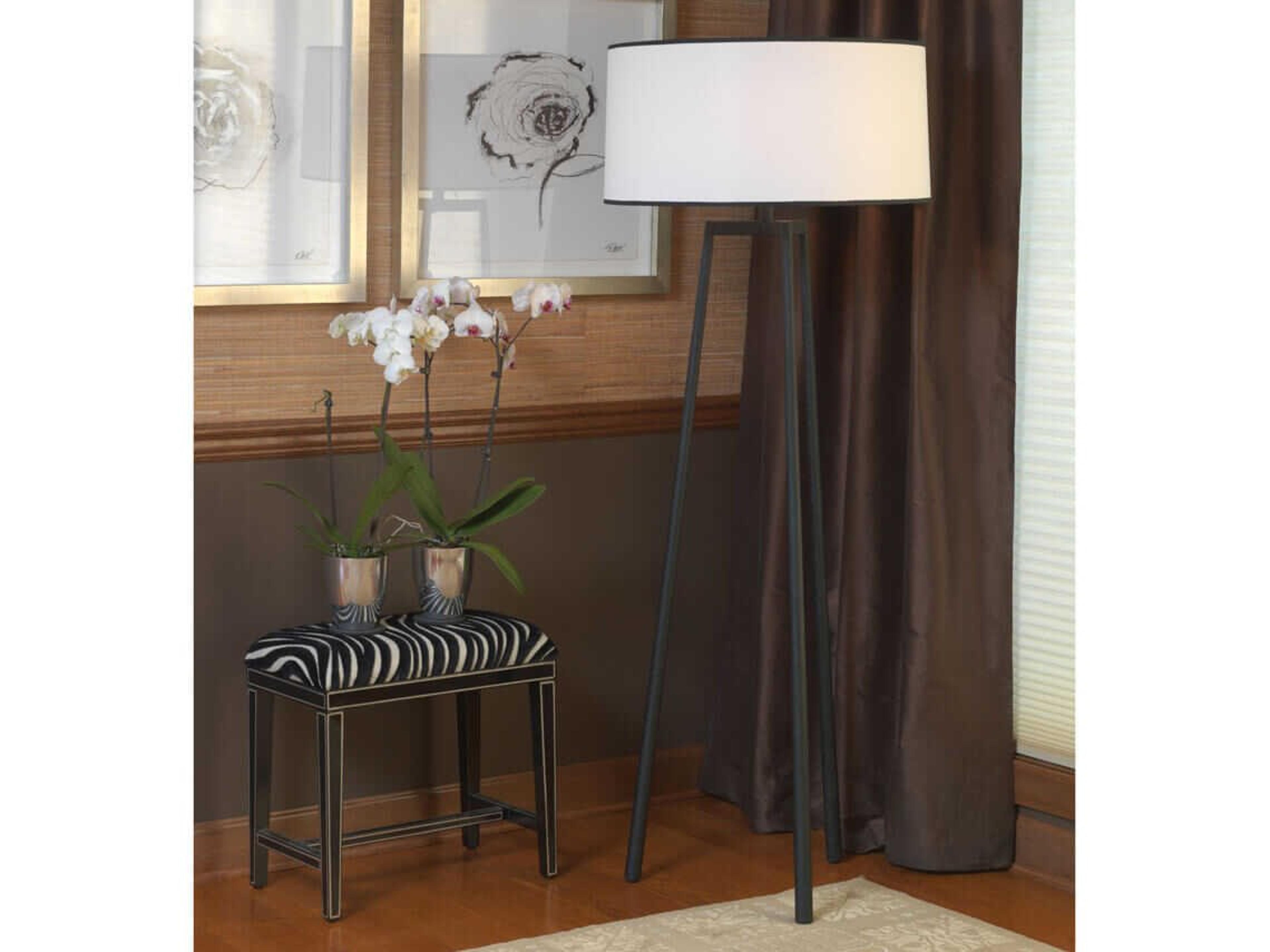 Robert Abbey Rico Espinet Shinto Wrought Iron Black Floor Lamp